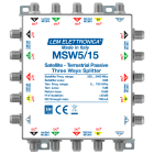 LEM ELETTRONICA - Partitore MSW5/15, 4 montanti Satellite Wide Band (250… 2400MHz) e 1 montante Terrestre (5… 790MHz) a 3 vie, perdita di passaggio <8dB.