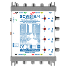 LEM ELETTRONICA - Multiswitch dCSS/Legacy SCW516/4 con 5 ingressi passanti e 4 uscite derivate, Satellite amplificato regolabile, per applicazioni SKY, FM, DAB, UHF, SAT.