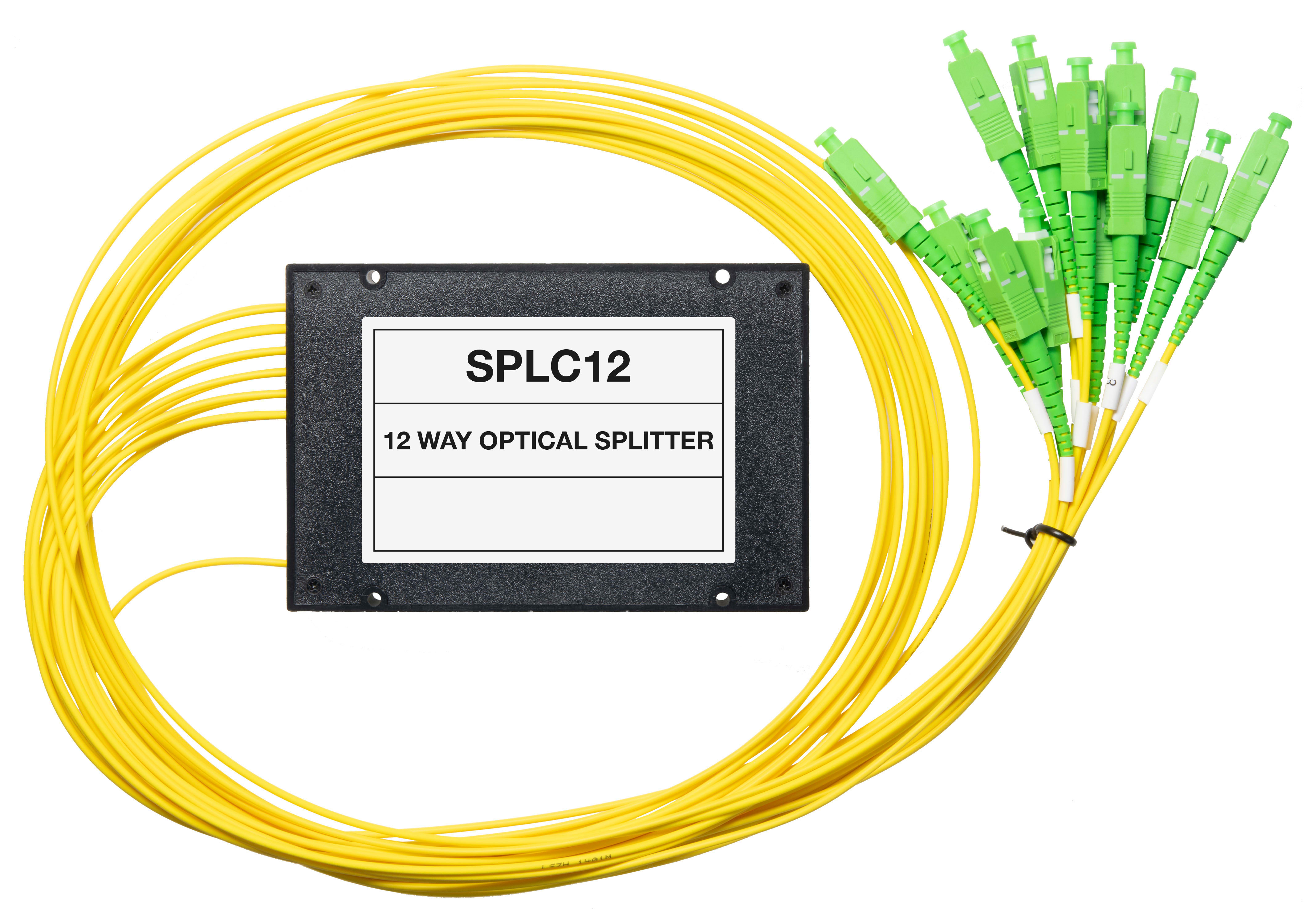 LEM ELETTRONICA - Splitter ottico SPLC12 a 12 vie, connettore SC/APC, 1260-1650nm, perdita passaggio massima 13dB.