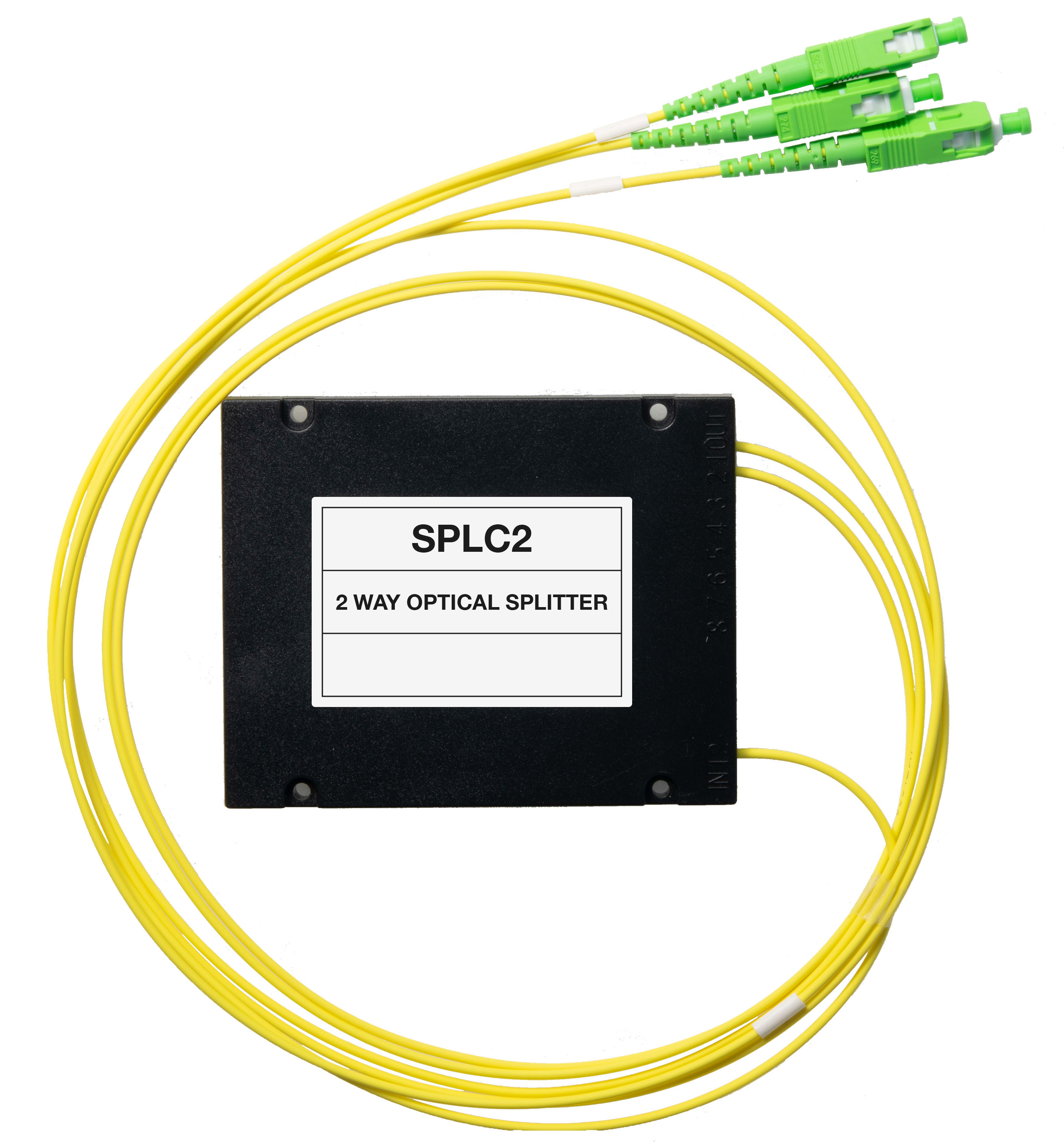 LEM ELETTRONICA - Splitter ottico SPLC2 a 2 vie, connettore SC/APC, 1260-1650nm, perdita passaggio massima 4,2dB.