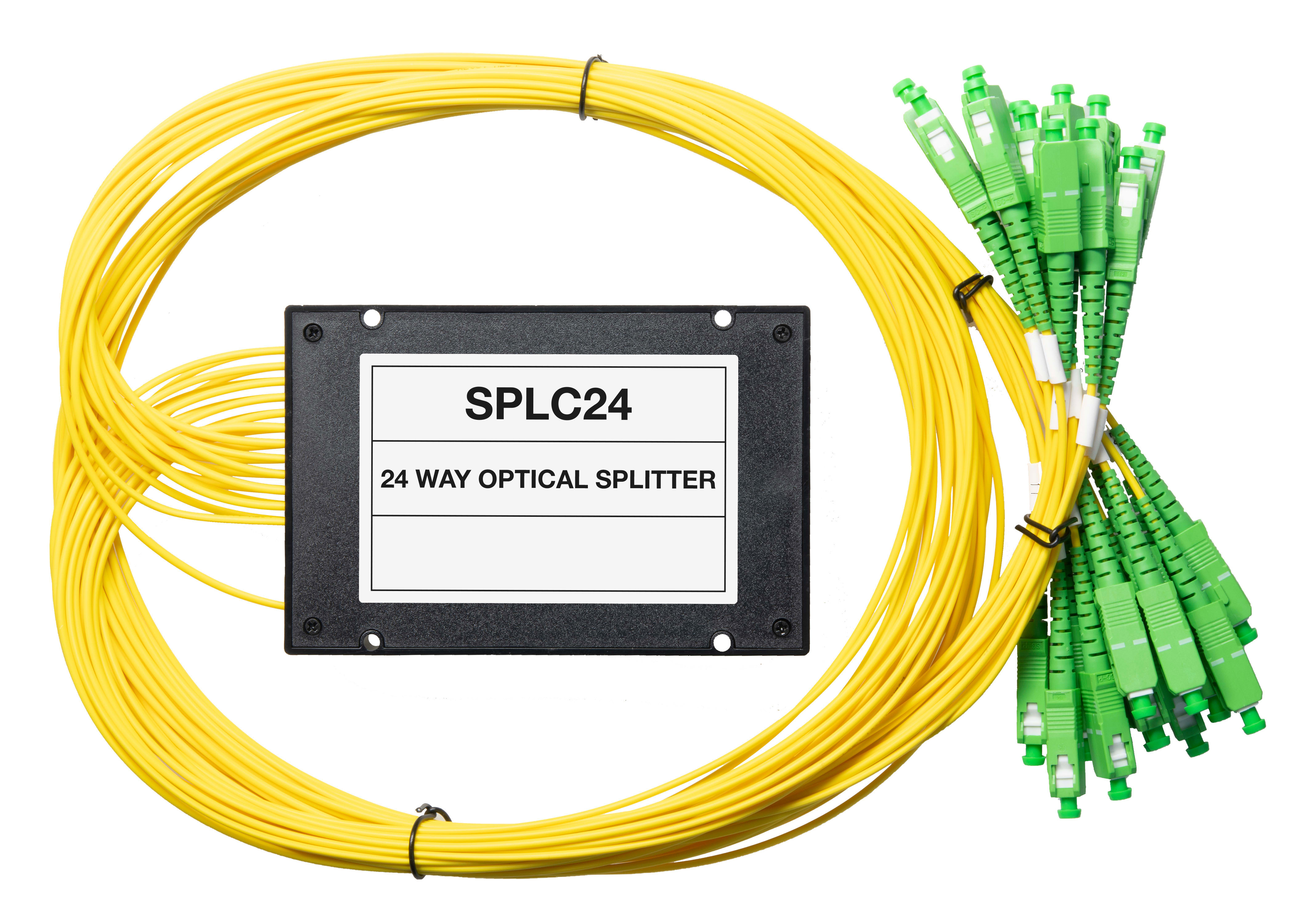 LEM ELETTRONICA - Splitter ottico SPLC24 a 24 vie, connettore SC/APC, 1260-1650nm, perdita passaggio massima 15,5dB.