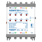 LEM ELETTRONICA - Amplificatore di testa ASW4/30 Wide Band con 4 ingressi SAT (doppio Satellite LNB Wide Band) e 1 ingresso Terrestre passivo, guadagno (Max. 32 dB) e pendenza slope regolabili.