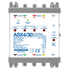 LEM ELETTRONICA - Amplificatore di testa ASX4/30 IF-SAT con 4 ingressi SAT (singolo Satellite LNB QUATTRO) e 1 ingresso Terrestre passivo, guadagno (Max. 36 dB) e pendenza slope regolabili.