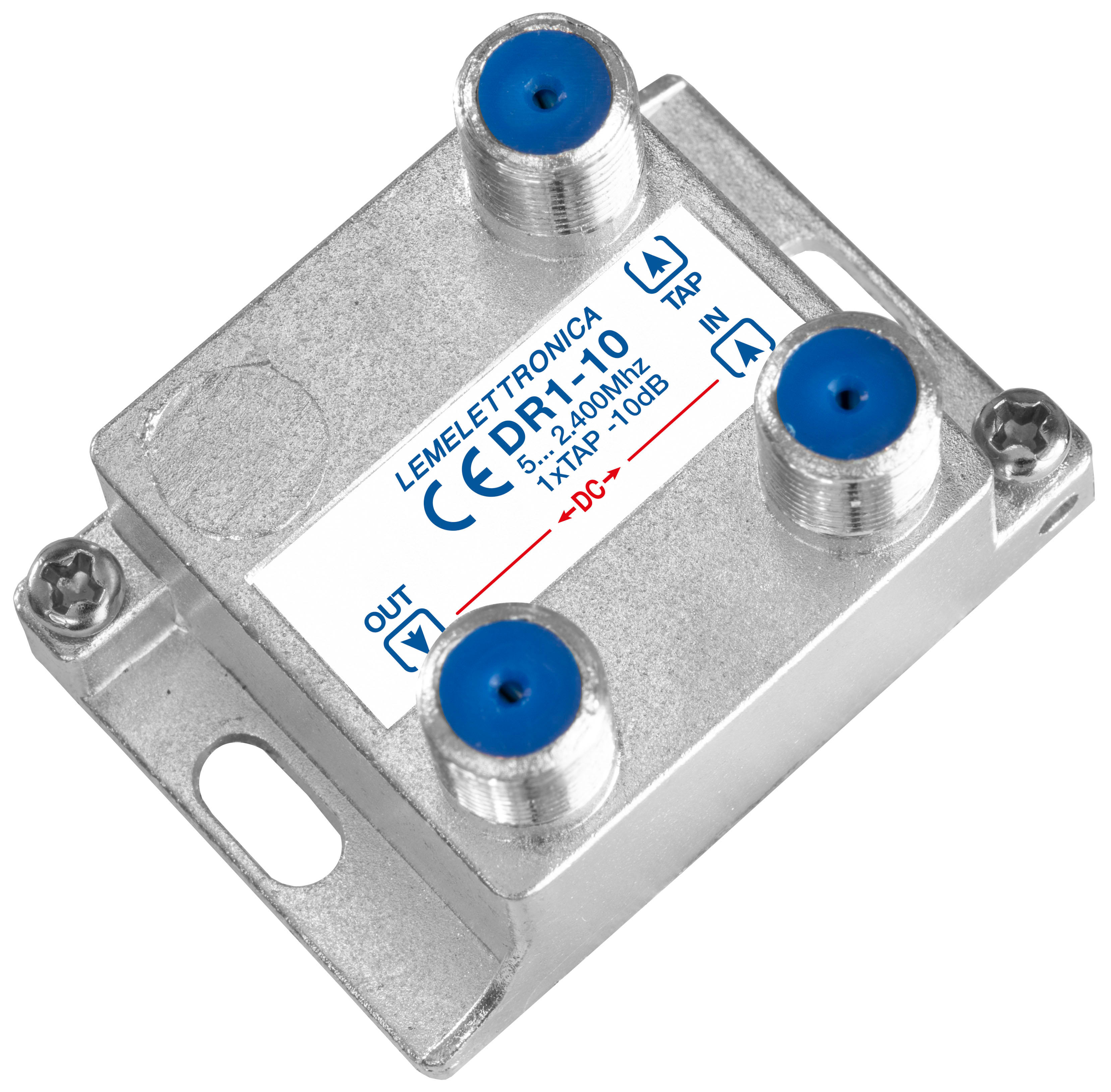 LEM ELETTRONICA - Derivatore verticale DR1-25 a 1 via, connettori F, banda passante 5…2.400Mhz, perdita di derivazione 25dB.