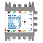 LEM ELETTRONICA - Multiswitch Legacy HSX54-20 con 5 ingressi passanti e 4 uscite derivate, Satellite amplificato regolabile, Terrestre attenuato, per applicazioni SKY, FM, DAB, UHF, SAT.