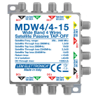 LEM ELETTRONICA - Derivatore passivo MDW4/4-15, 4 montanti Satellite Wide Band (250… 2400MHz), perdita di derivazione -15dB.
