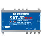 LEM ELETTRONICA - Centrale IF-SAT SAT-32evo con 4 ingressi LNB (Universali,Quattro,Wideband), 1 ingresso TV Terrestre, 32 filtri, programmazione da App o SD card, livello di uscita max.125dBuV.