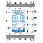 LEM ELETTRONICA - Multiswitch dCSS/Legacy SCW516/4-20 con 5 ingressi passanti e 4 uscite derivate, Satellite amplificato regolabile, attenuazione di -20dB sul Terrestre, per applicazioni SKY, FM, DAB, UHF, SAT. SCW516/4-20