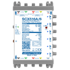LEM ELETTRONICA - Multiswitch dCSS/Legacy SCX516A/6 con 5 ingressi passanti e 6 uscite derivate, Terrestre amplificato regolabile, per applicazioni SKY, FM, DAB, UHF, SAT. SCX516A/6