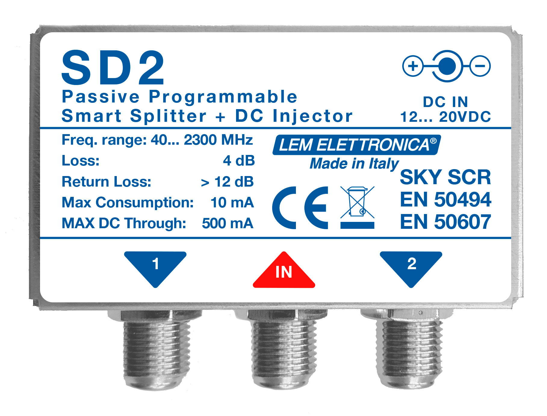 LEM ELETTRONICA - Smart Splitter SD2 programmabile con 1 ingresso e 2 uscite, protezione dalla collisione dei comandi, compensazione differenza di tensione tra i decoder.