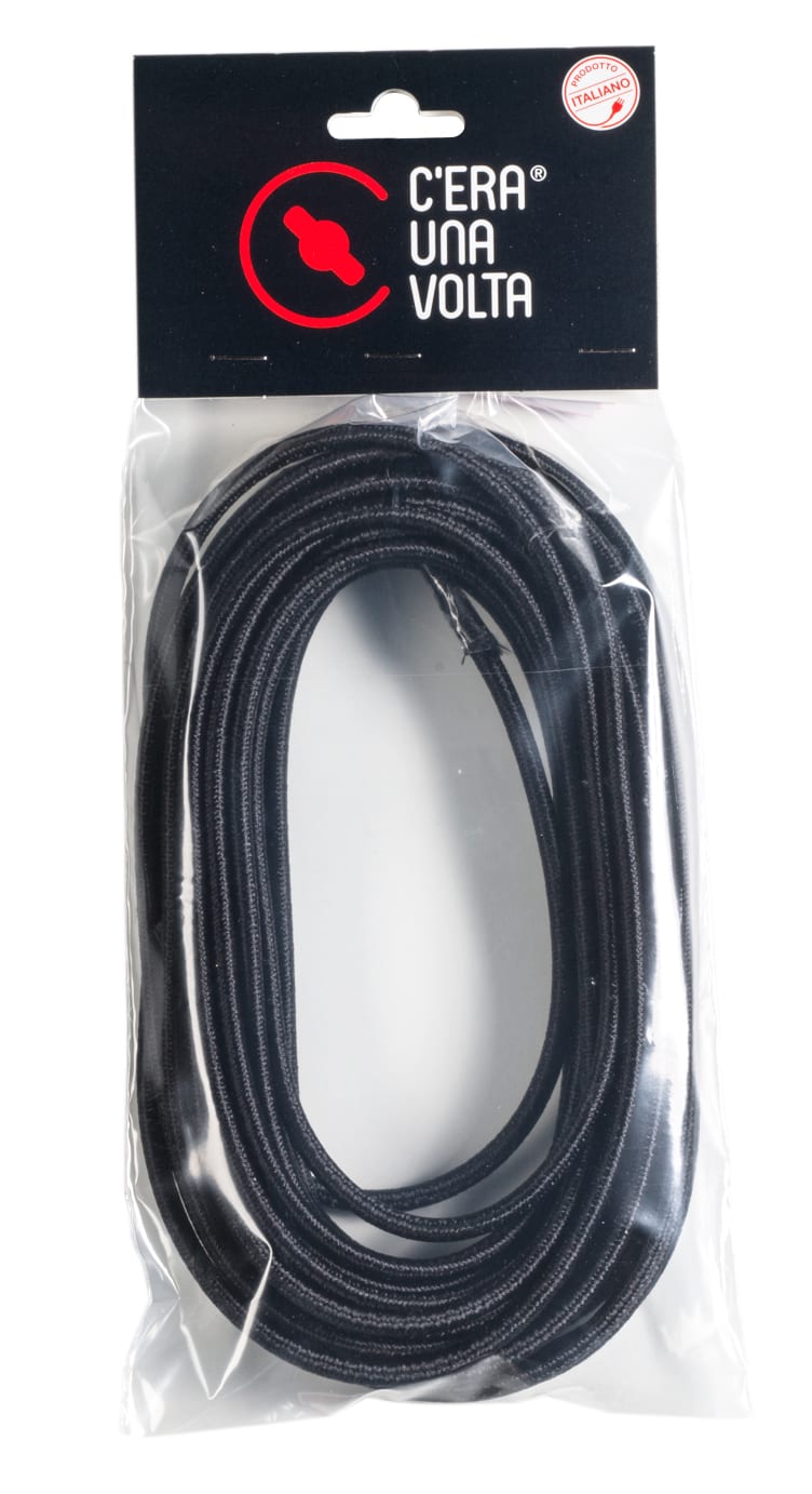 C'ERA UNA VOLTA - Cavo elettrico rivestito in tessuto nero da 10 metri, sezione 3G0.75 H03.