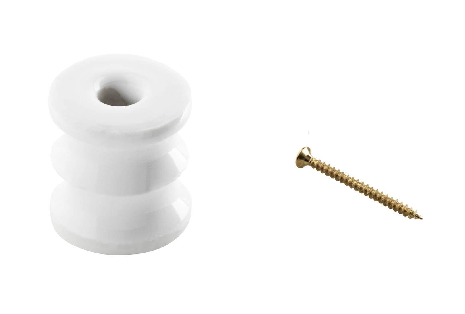 C'ERA UNA VOLTA - Isolatore in Porcellana Doppio con Vite Ottone