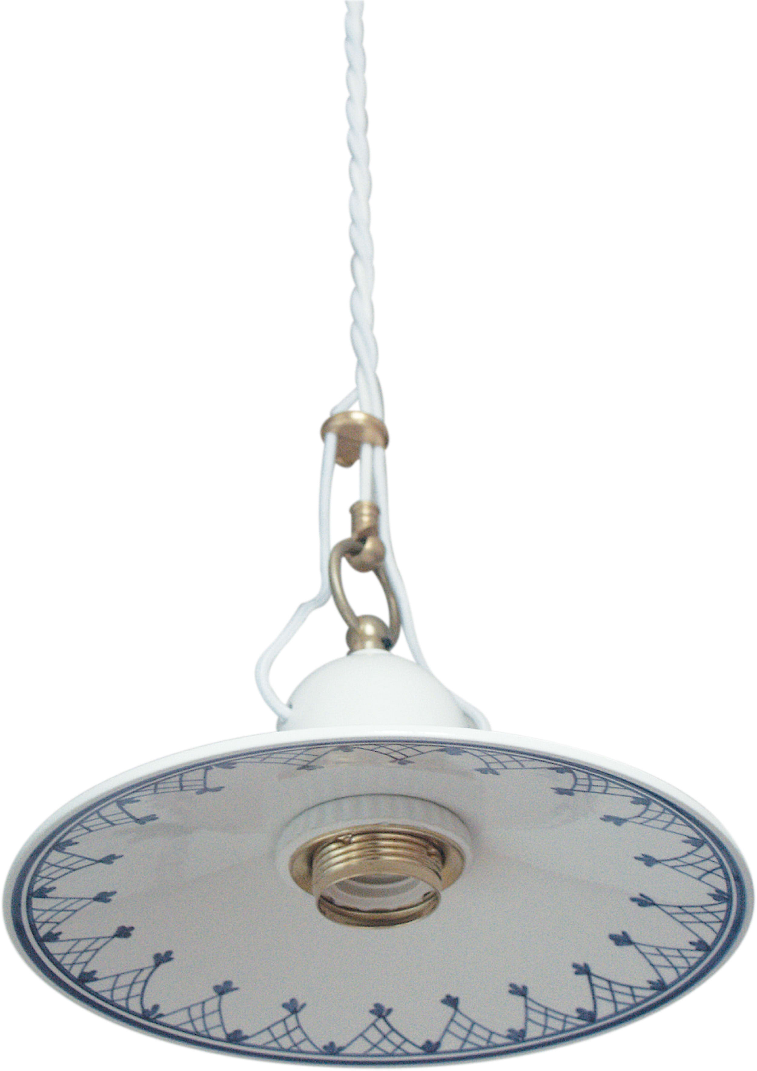 C'ERA UNA VOLTA - Lampada E27 piatto bordo blu diametro 22cm con rosoncino.