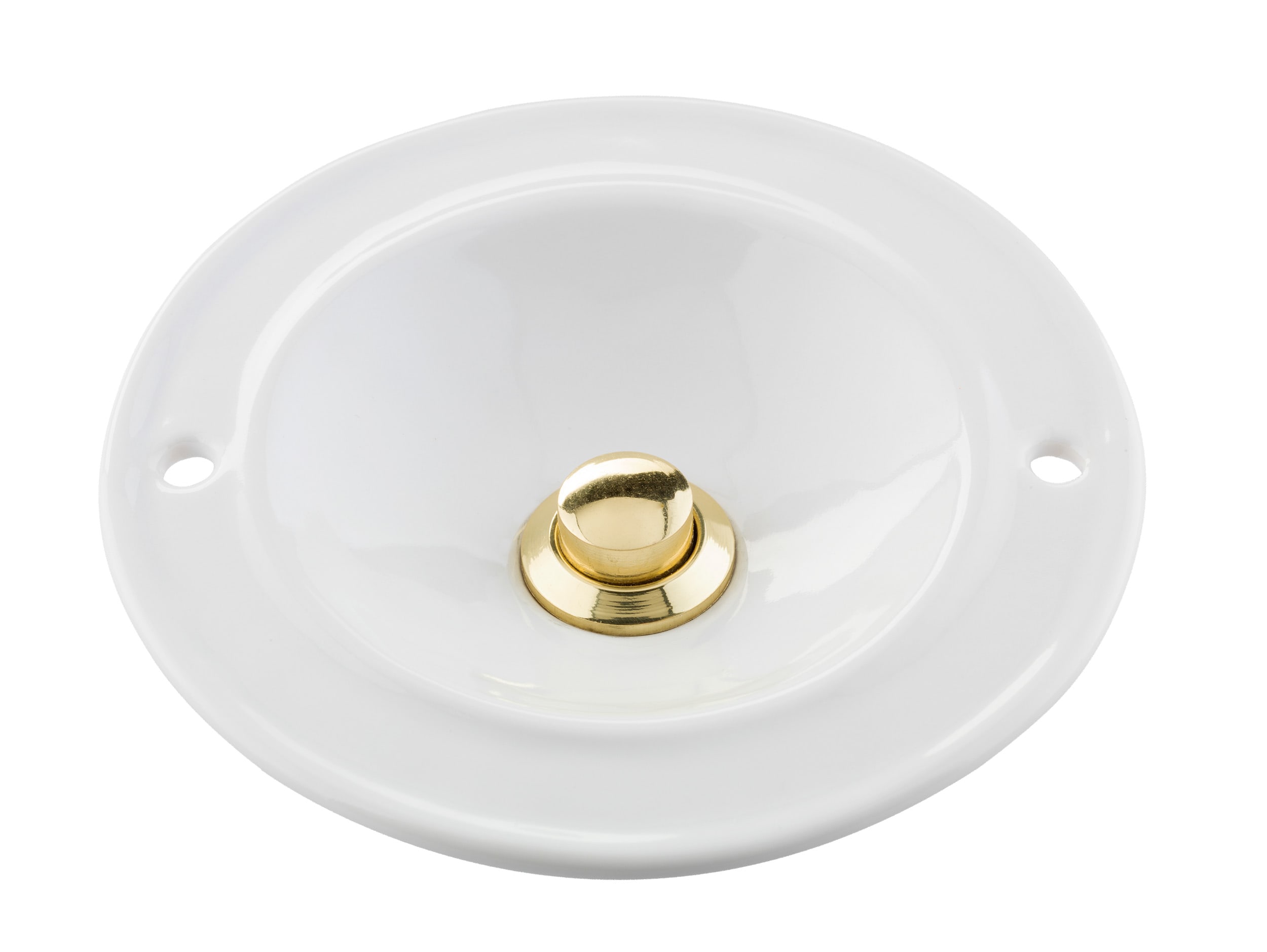 C'ERA UNA VOLTA - Campanello in porcellana con pulsante ottonato diametro 88mm.