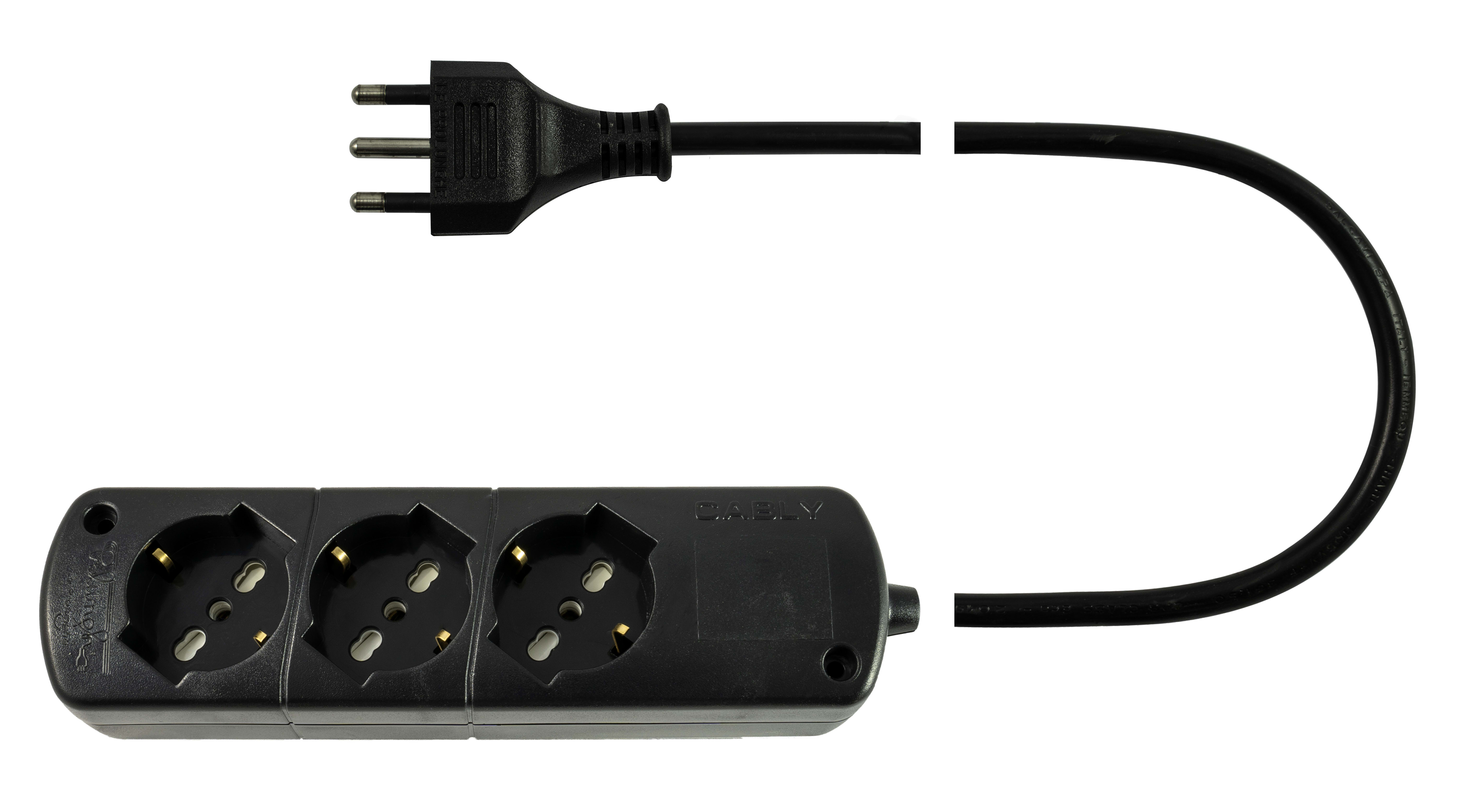 LE PROLUNGHE - Cavetto USB 3.0 Standard Interno 3G1.50 Spina 16A Metri 3 Nero.