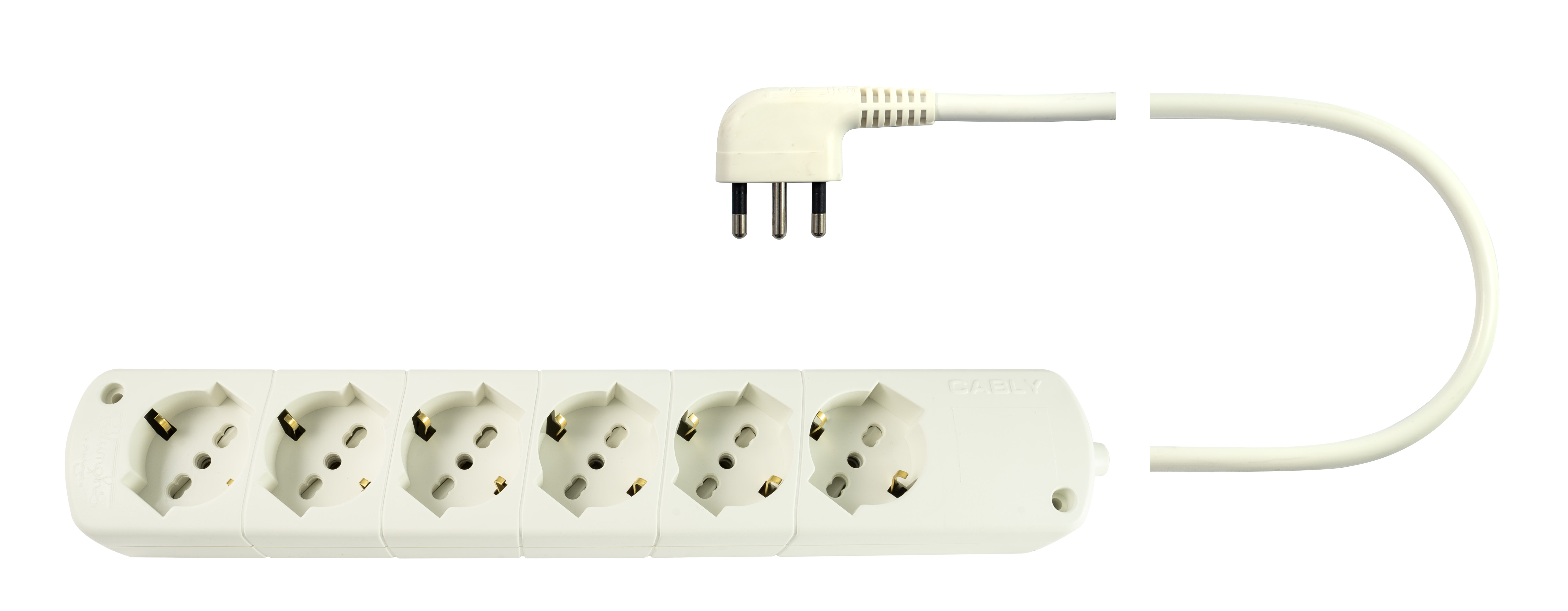 LE PROLUNGHE - Cablaggio U.6U Schermato Interno 3G1.50 Spina 90 Gradi Maschio 3 Metri Bianco.