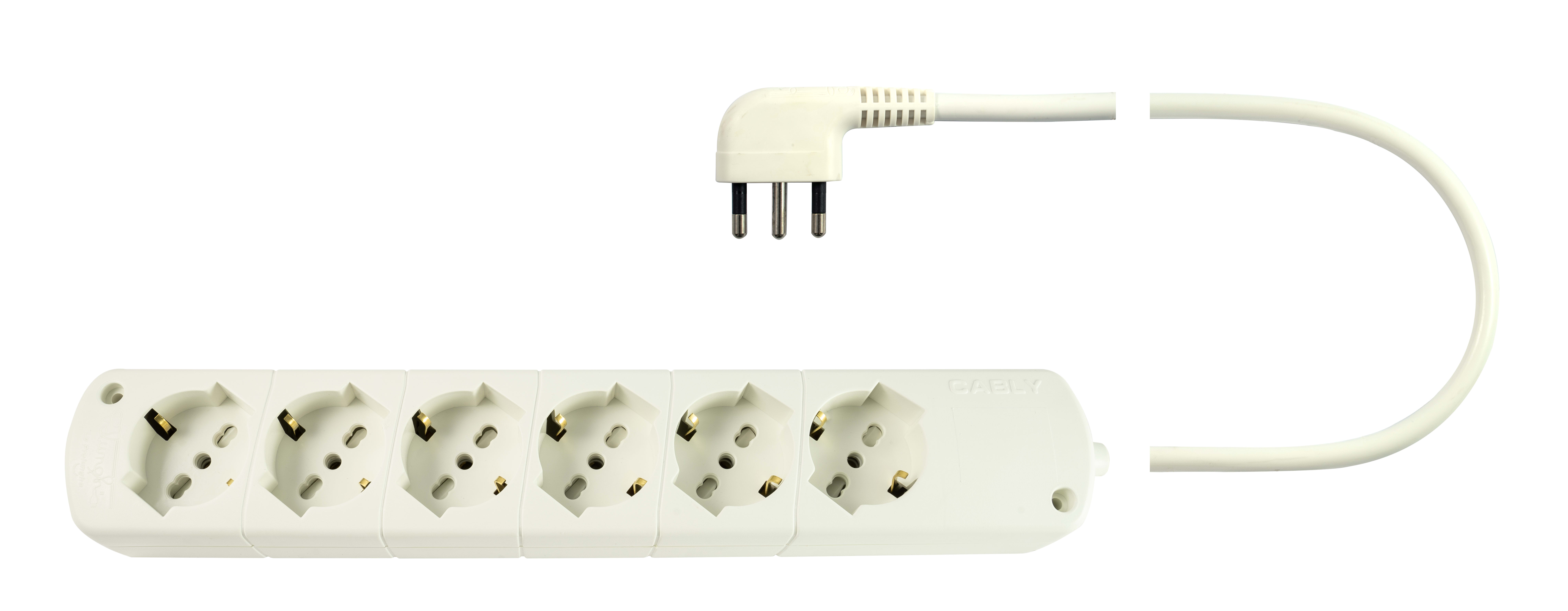 LE PROLUNGHE - Cablaggio U.6U Schermato Interno 3G1.50 Spina 90 Gradi Maschio 3 Metri Bianco.