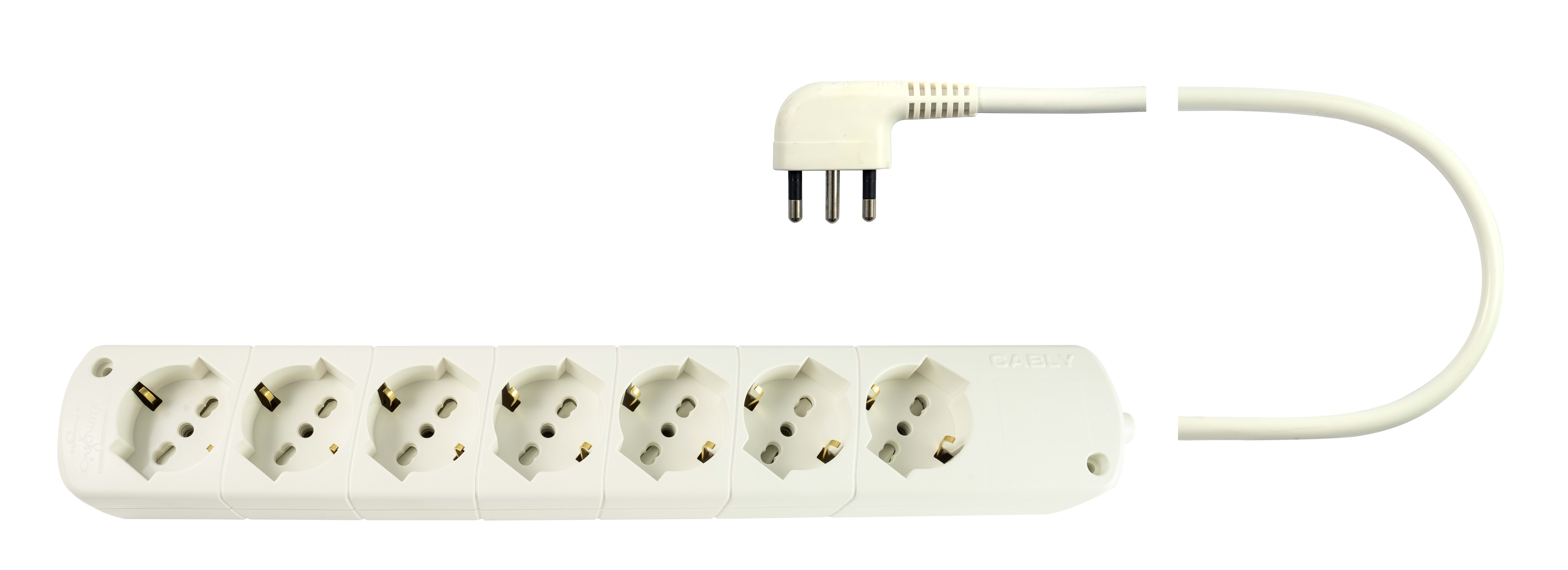 LE PROLUNGHE - Cablaggio U.7U Schermato Interno 3G1.50 Spina 90 Gradi Maschio 3 Metri Bianco.
