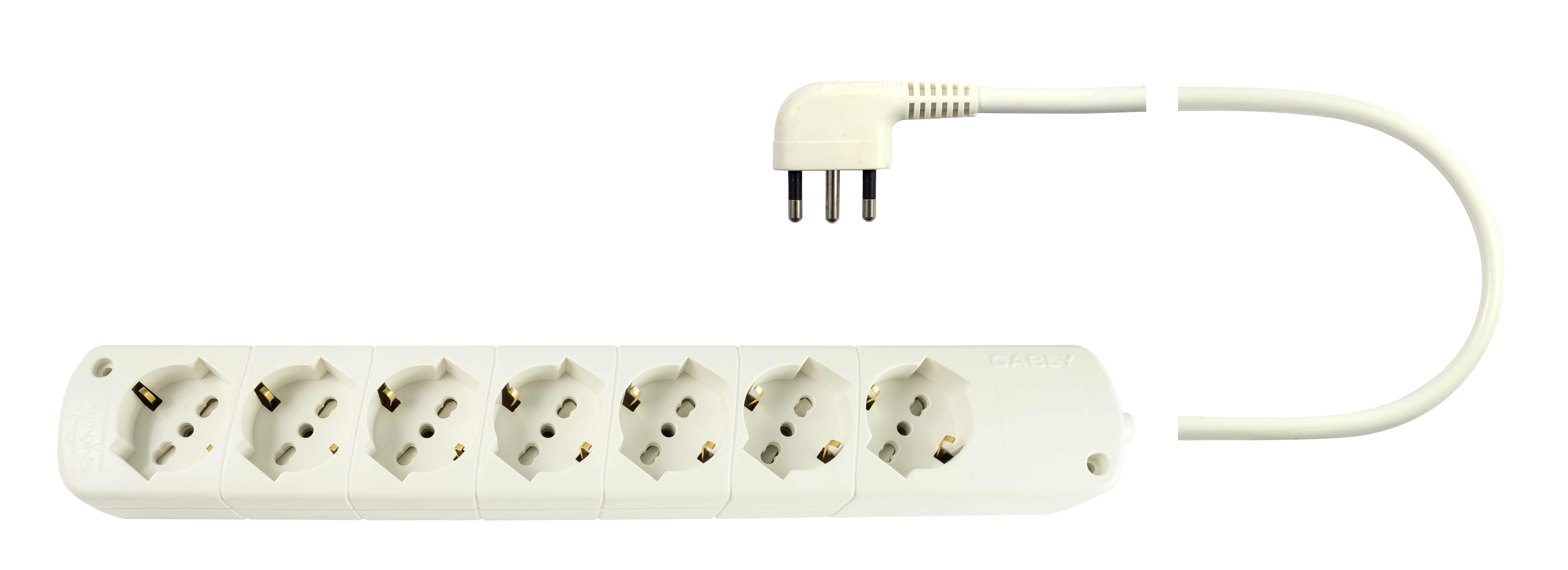 LE PROLUNGHE - Cablaggio U.7U Schermato Interno 3G1.50 Spina 90 Gradi Maschio 3 Metri Bianco. 267/3