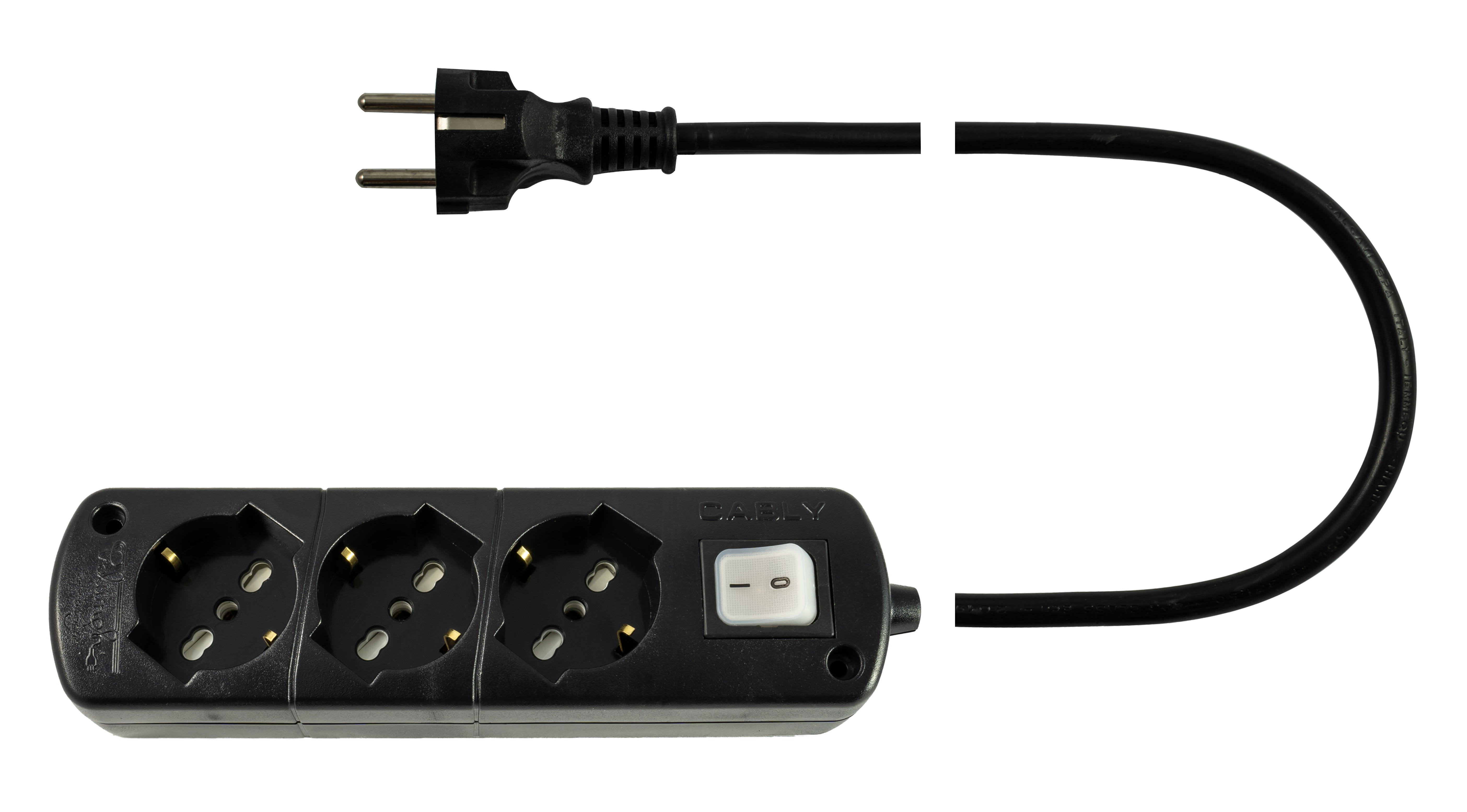 LE PROLUNGHE - Cablaggio U.3U con interruttore 3G1.50, spina e presa MT.3 NE.