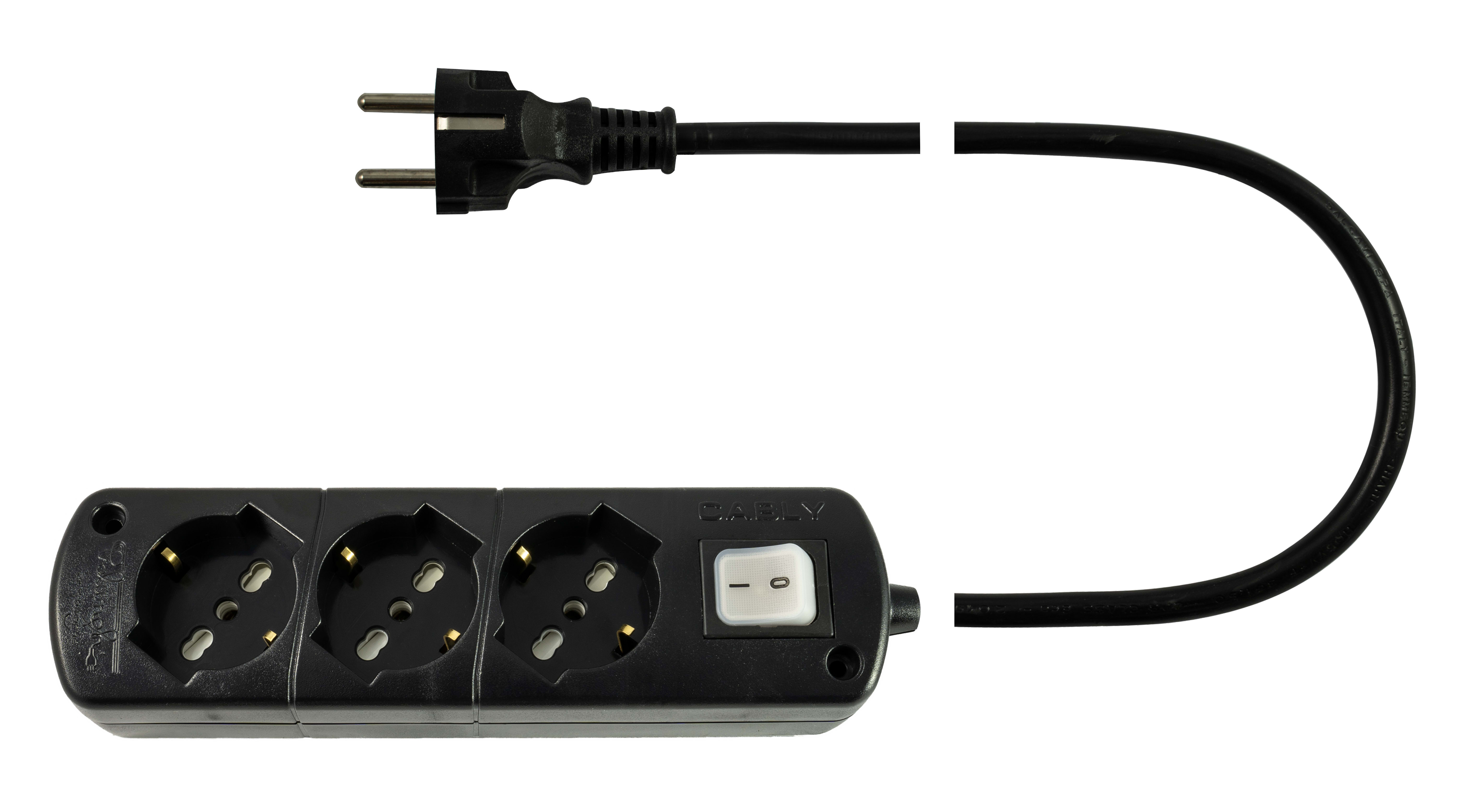 LE PROLUNGHE - Cablaggio U.3U con interruttore 3G1.50, spina e presa MT.3 NE.