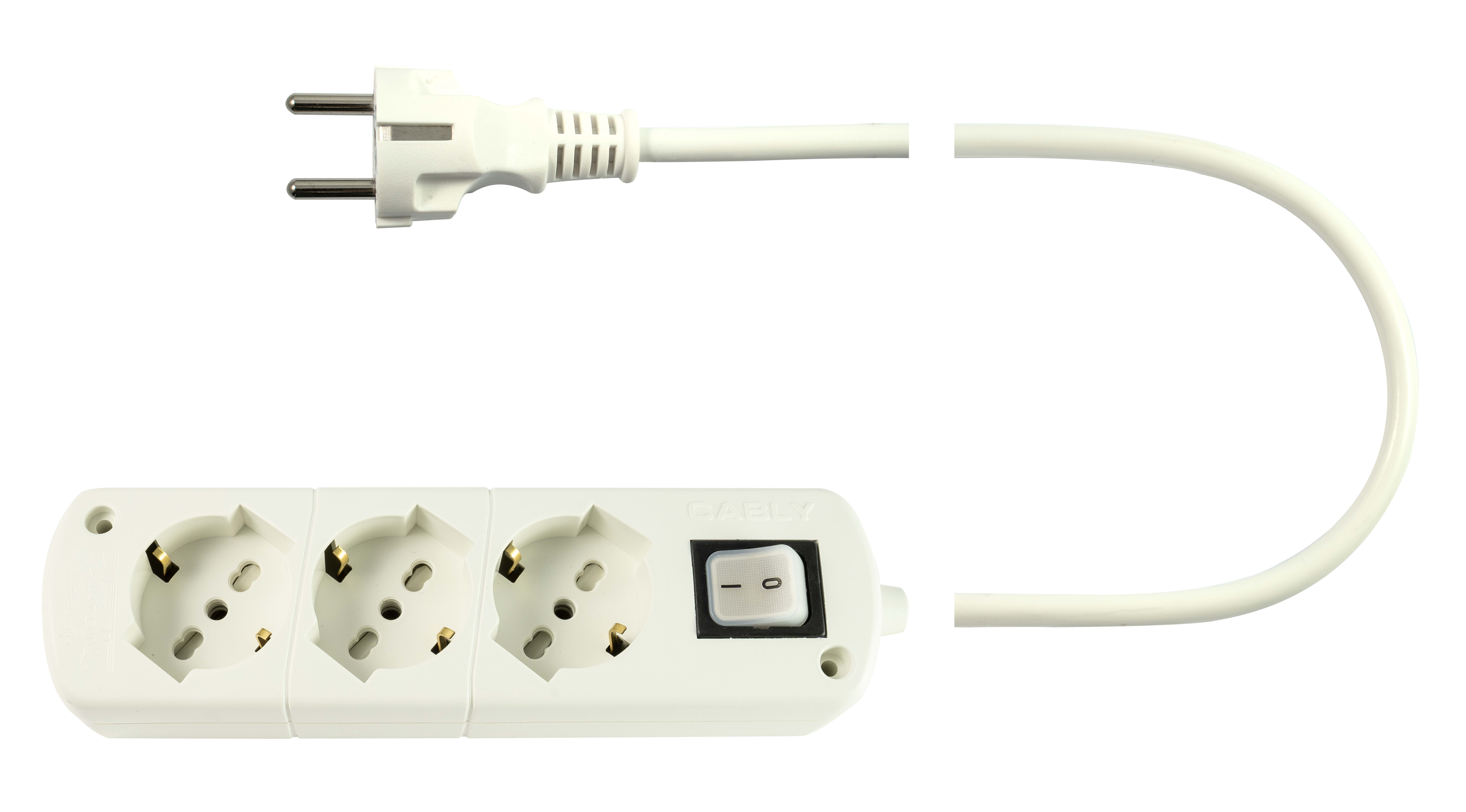 LE PROLUNGHE - Cablaggio U.3U con interruttore 3G1.50, spina e presa montaggio a parete 3 BN. 283/3