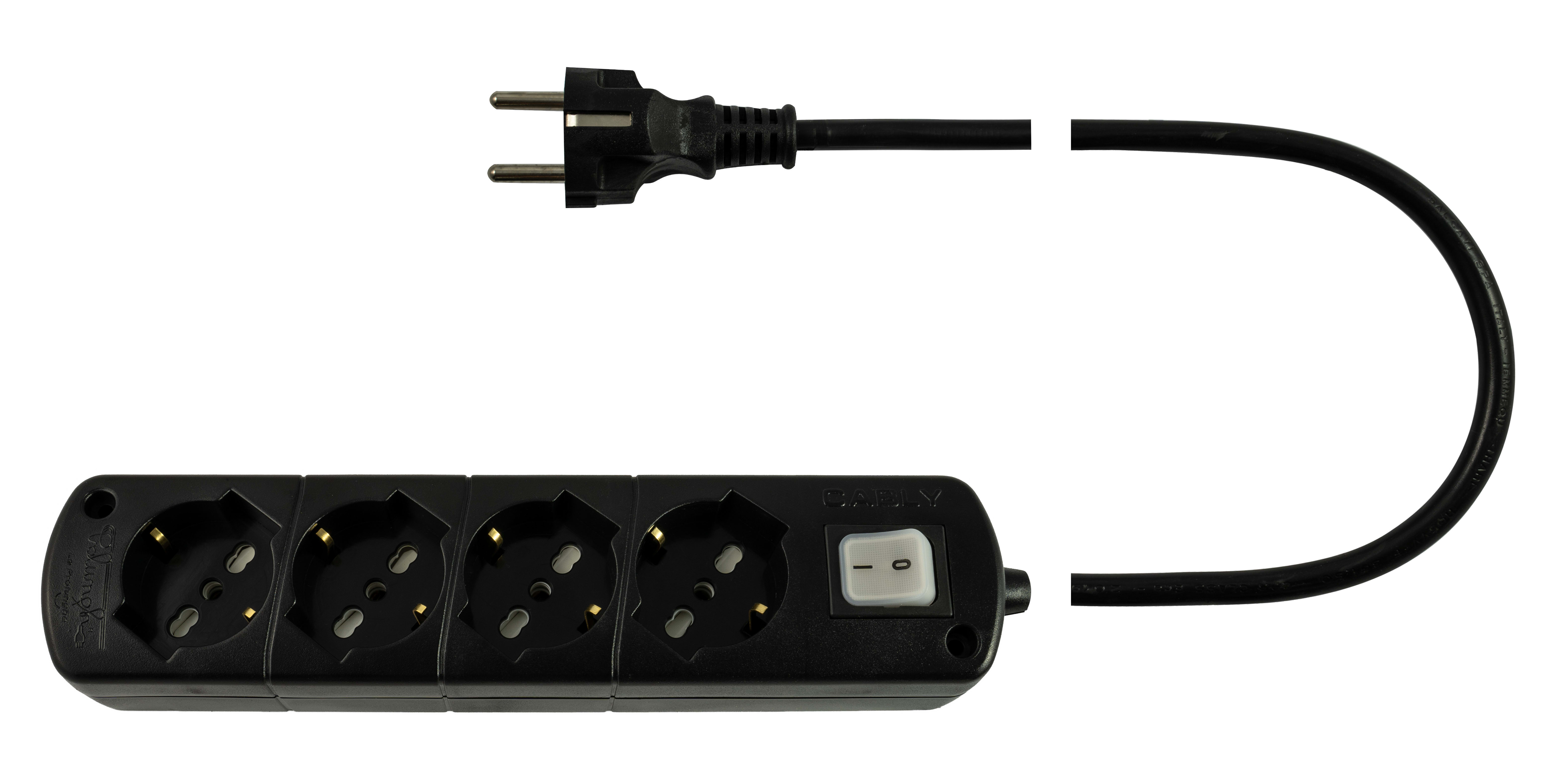 LE PROLUNGHE - CABLY U.4U con interruttore 3G1.50 spina/schuko, lunghezza cavo 3 metri.