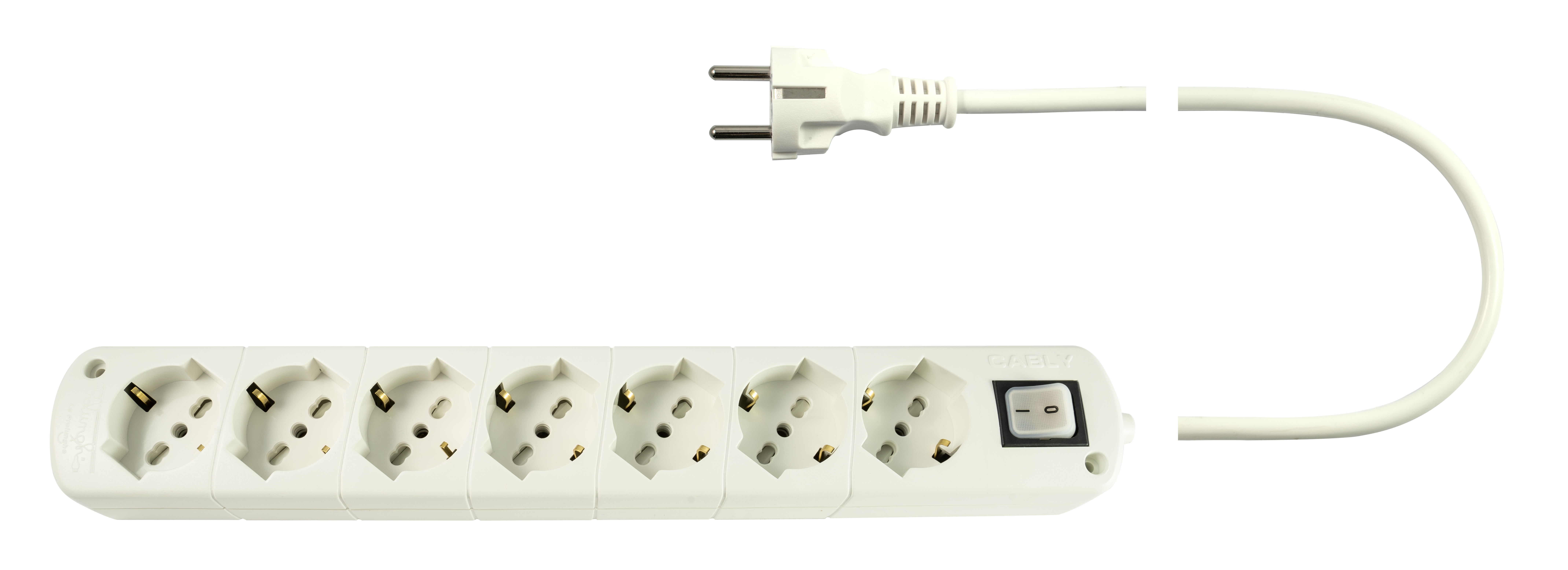 LE PROLUNGHE - Cablaggio U.7U con interruttore 3G1.50, spina e presa da 3 metri in bianco. 287/3