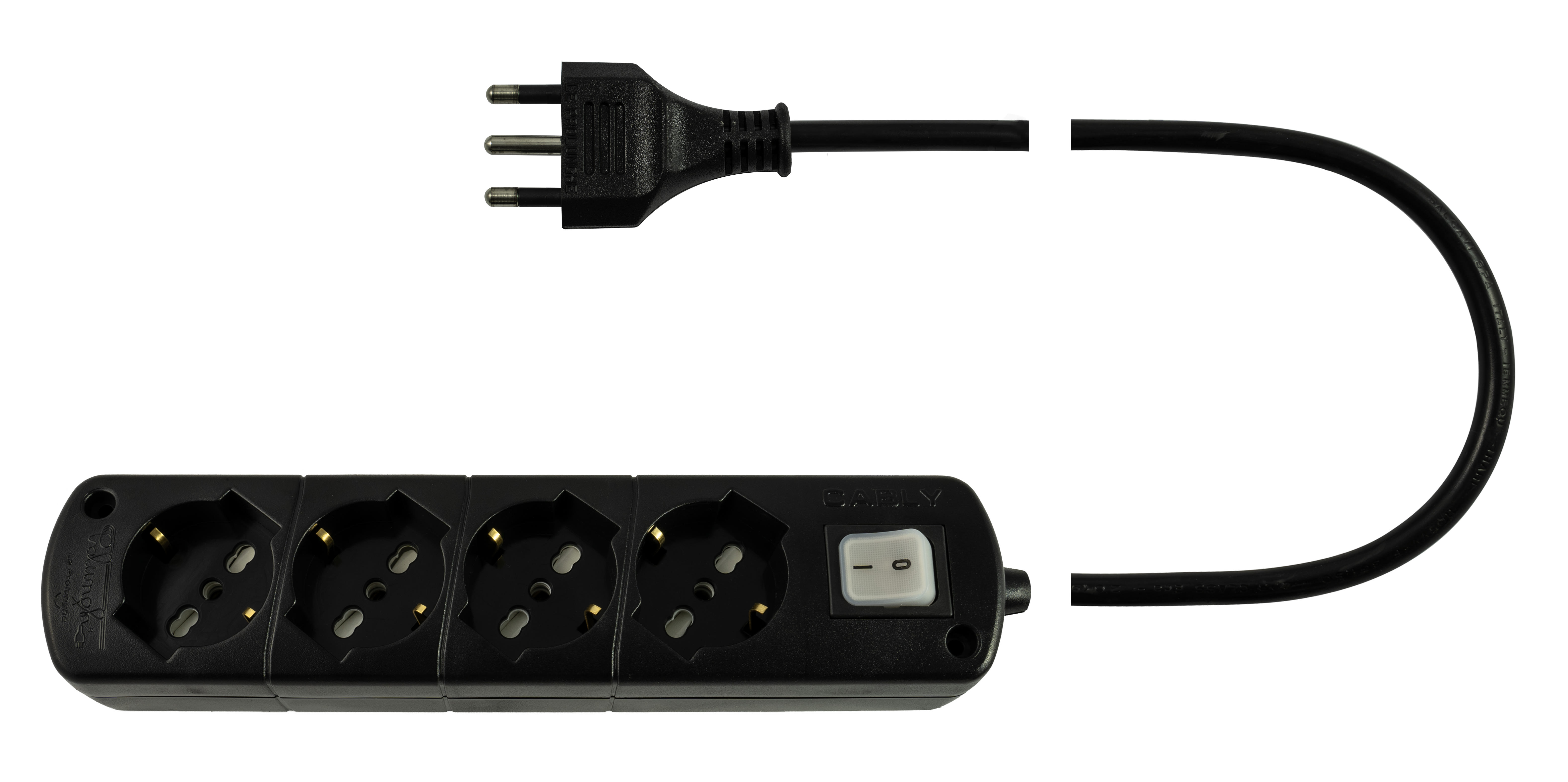 LE PROLUNGHE - Cavetto USB 4 porte USB con interruttore 3G1.50 Spina 16A Metri 1.50 Nero.