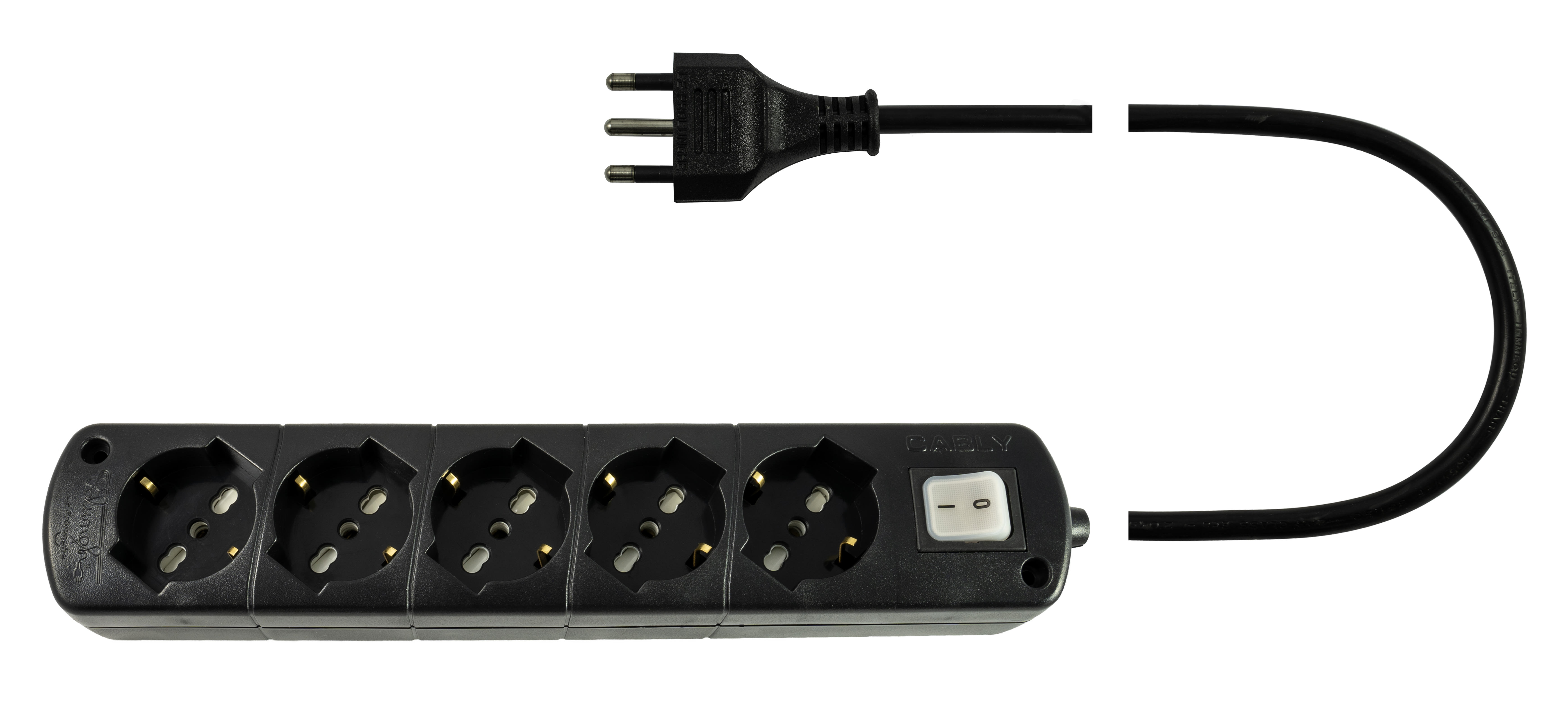 LE PROLUNGHE - Cably U.5U con interruttore 3G1.50, spina 16A e cavo da 3 metri. 295/3-N