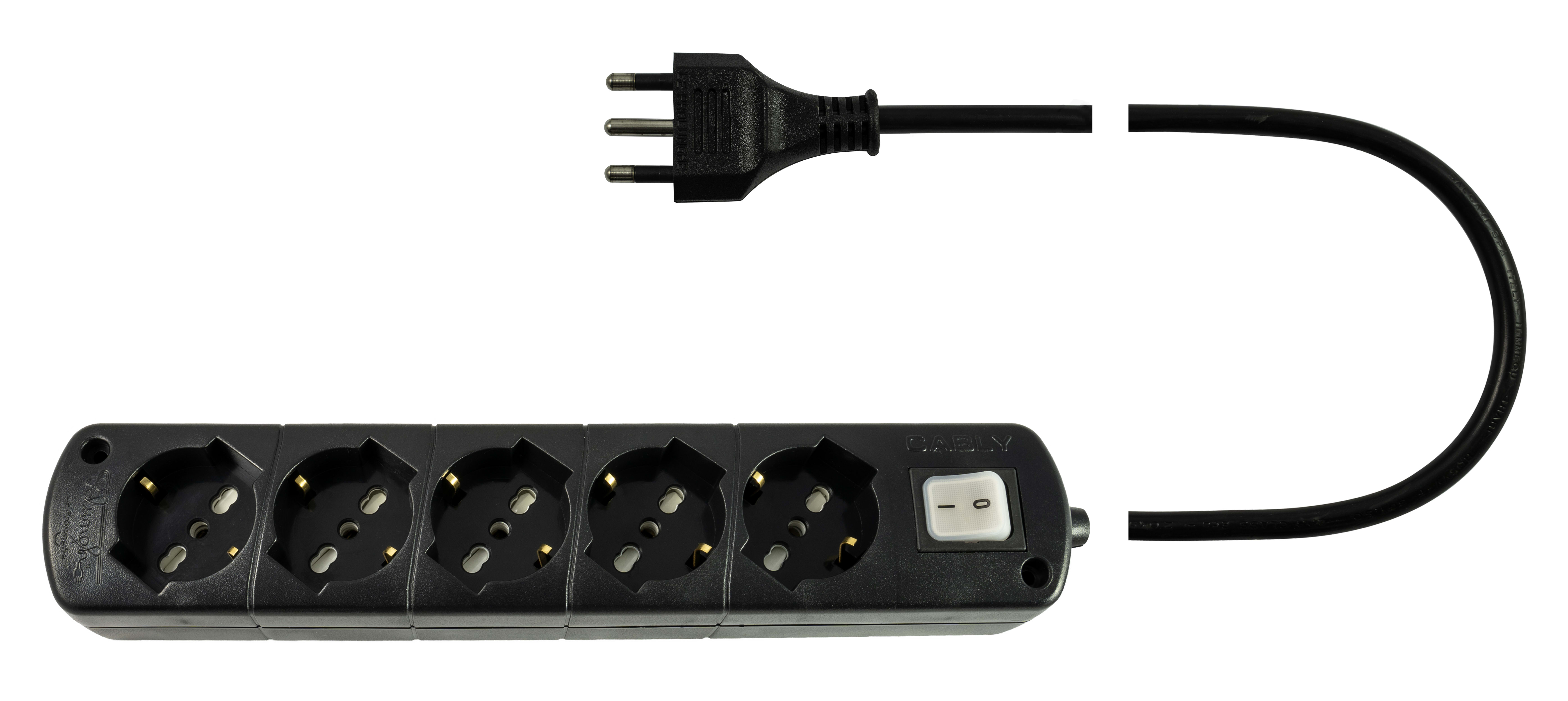 LE PROLUNGHE - Cably U.5U con interruttore 3G1.50, spina 16A e cavo da 3 metri.