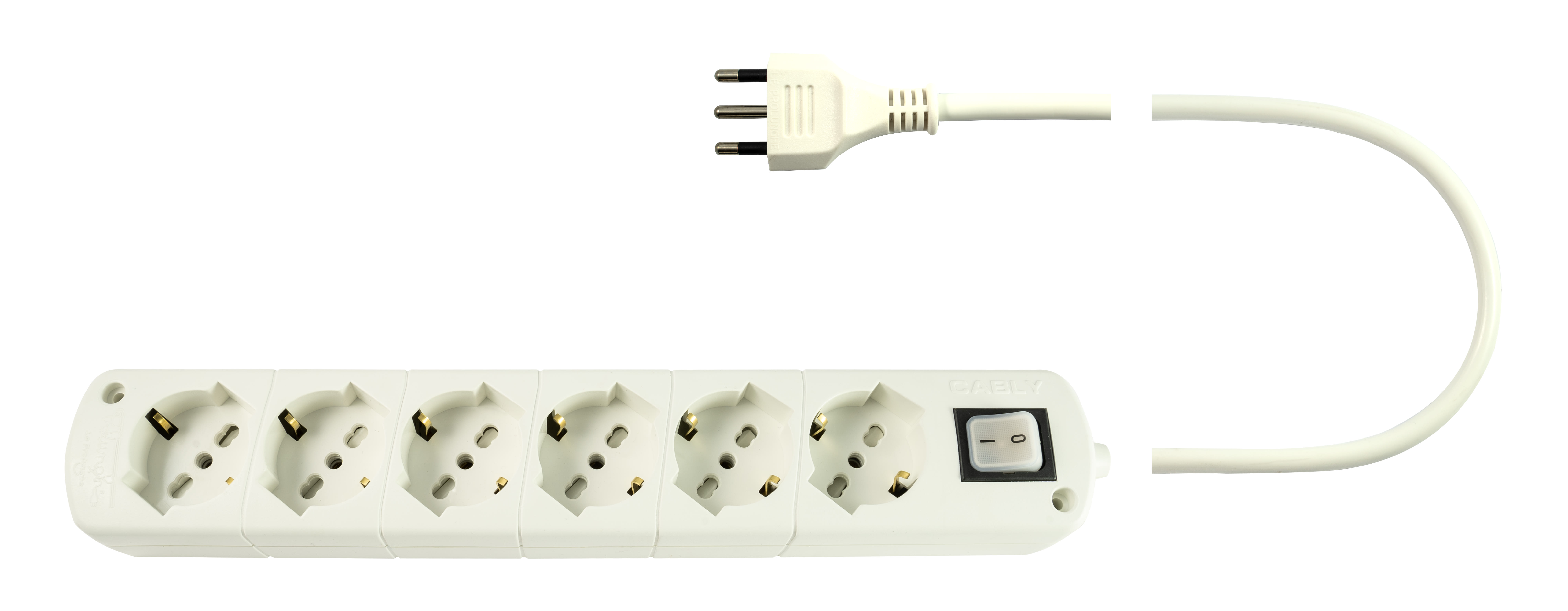 LE PROLUNGHE - Cably U.6U con interruttore 3G1.50, spina 16A, lunghezza 3 metri, colore bianco. 296/3