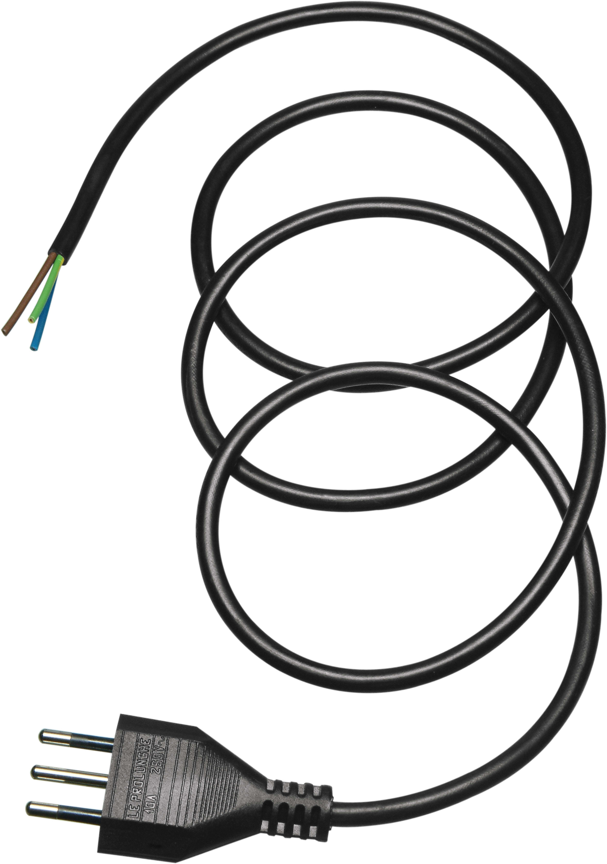 LE PROLUNGHE - Prolunga elettrica 3 metri sezione 0.75 mm cavo H03 con spina 10A nero.