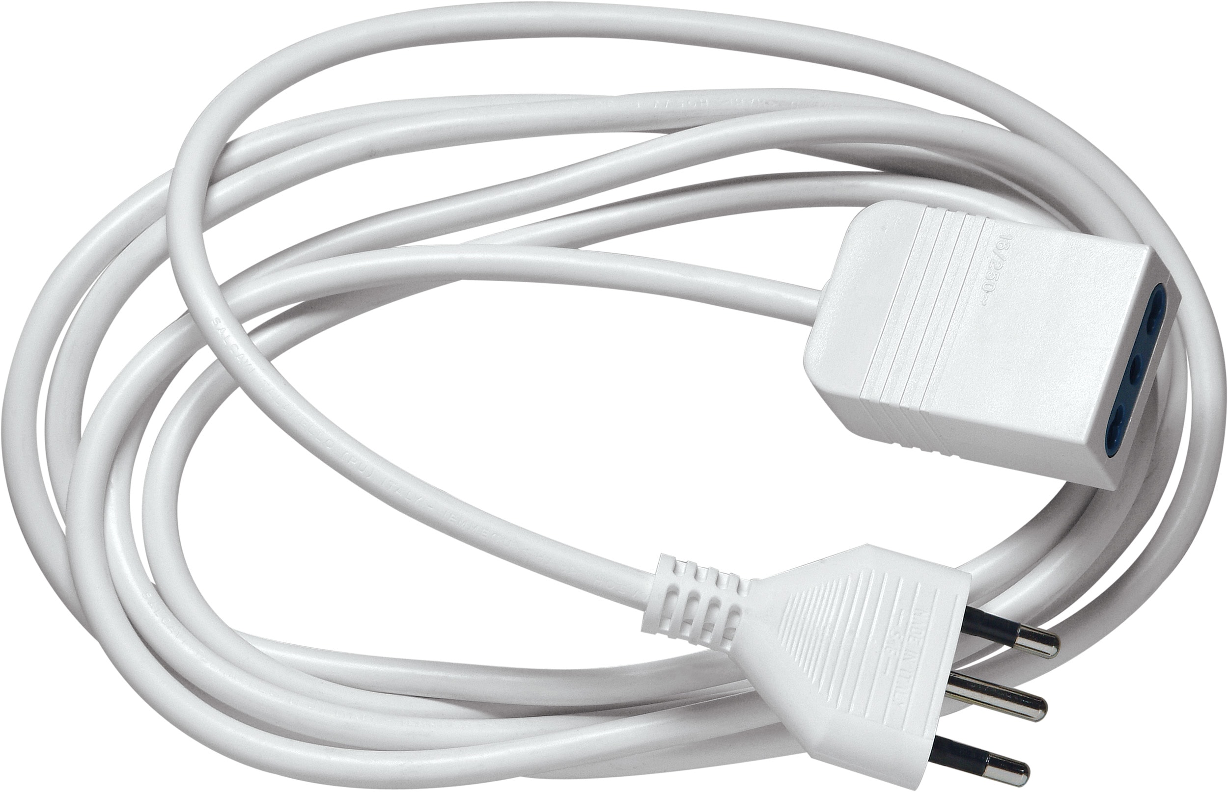 LE PROLUNGHE - Prolunga elettrica 3 prese 16A e presa 10/16, cavo 3x1 mm, lunghezza 5 metri.