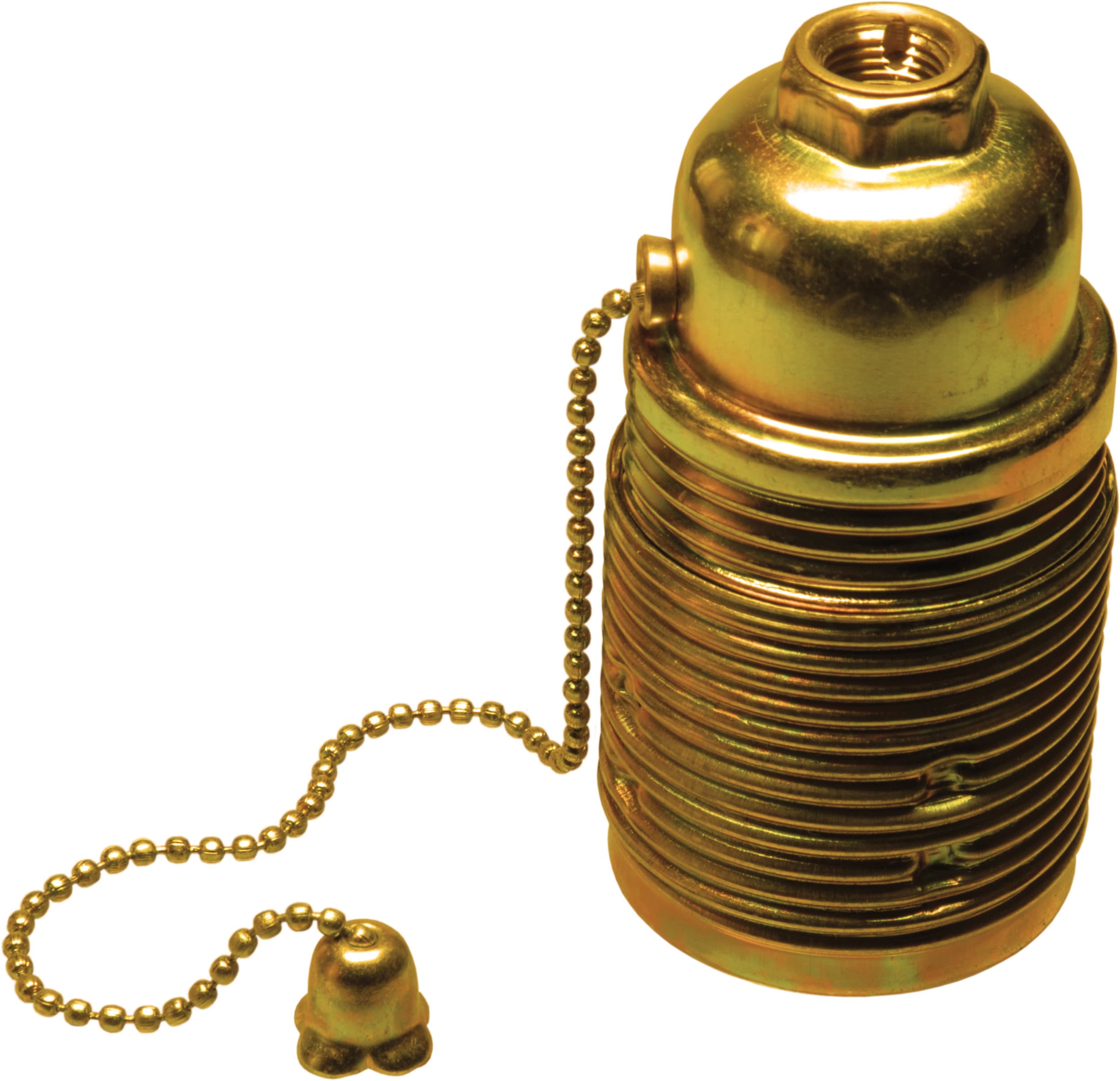 LE PROLUNGHE - Porta lampadina E27 zincata gialla con interruttore e catenella.