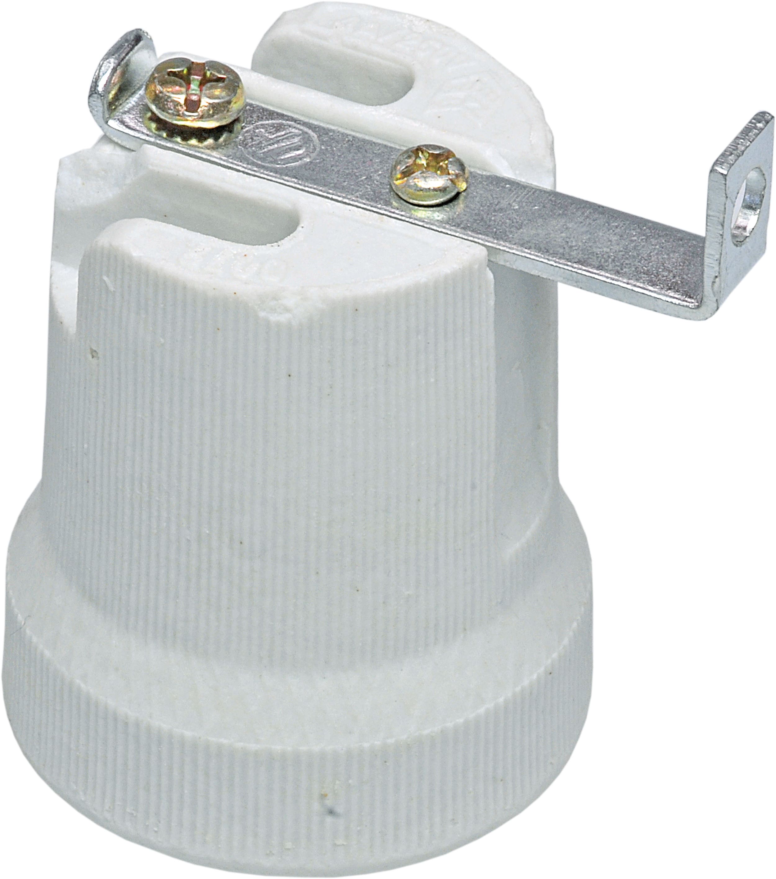 LE PROLUNGHE - Porta lampadina E27 in porcellana con staffa inclusa.