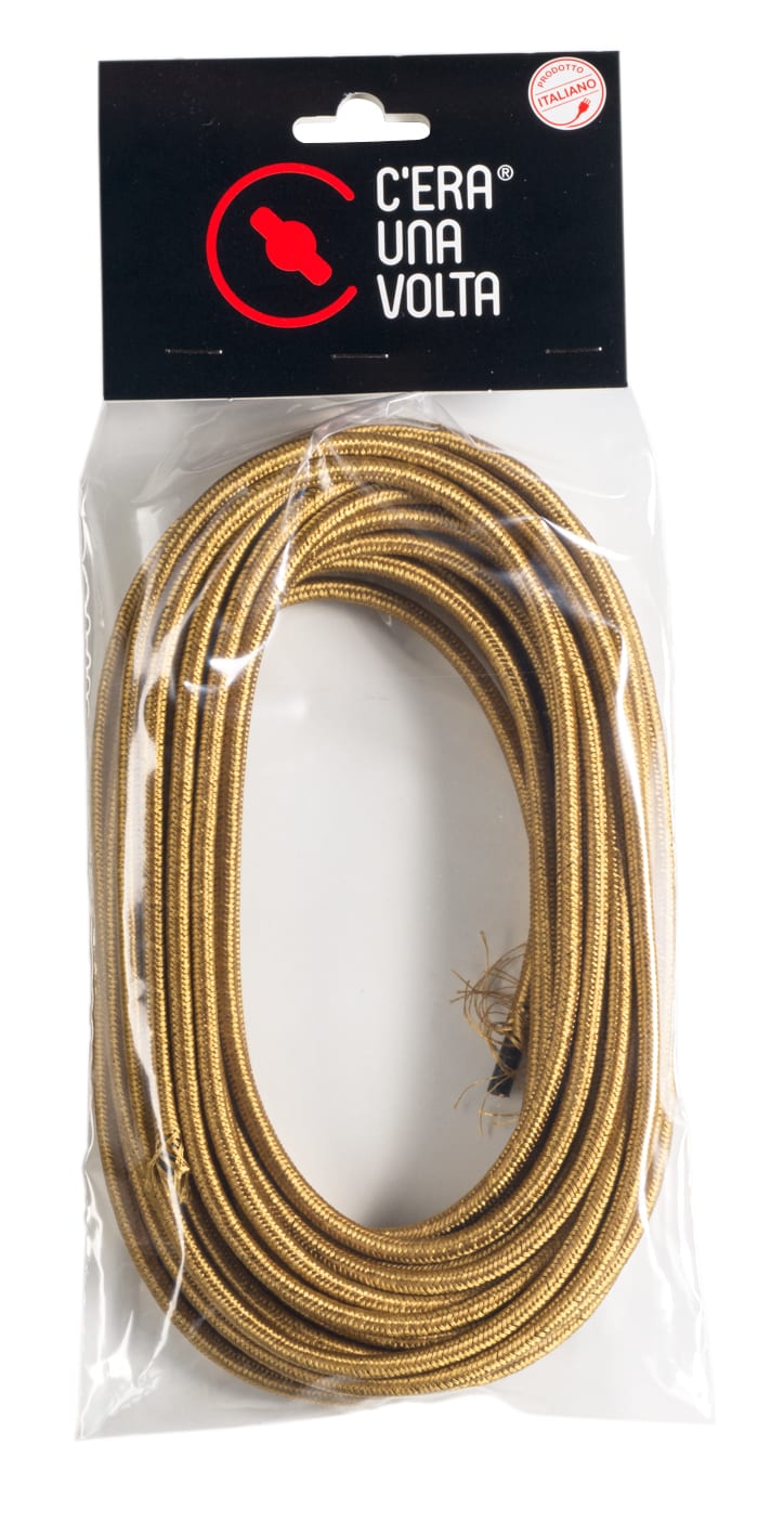 C'ERA UNA VOLTA - Cavo elettrico rivestito in tessuto dorato da 10 metri.