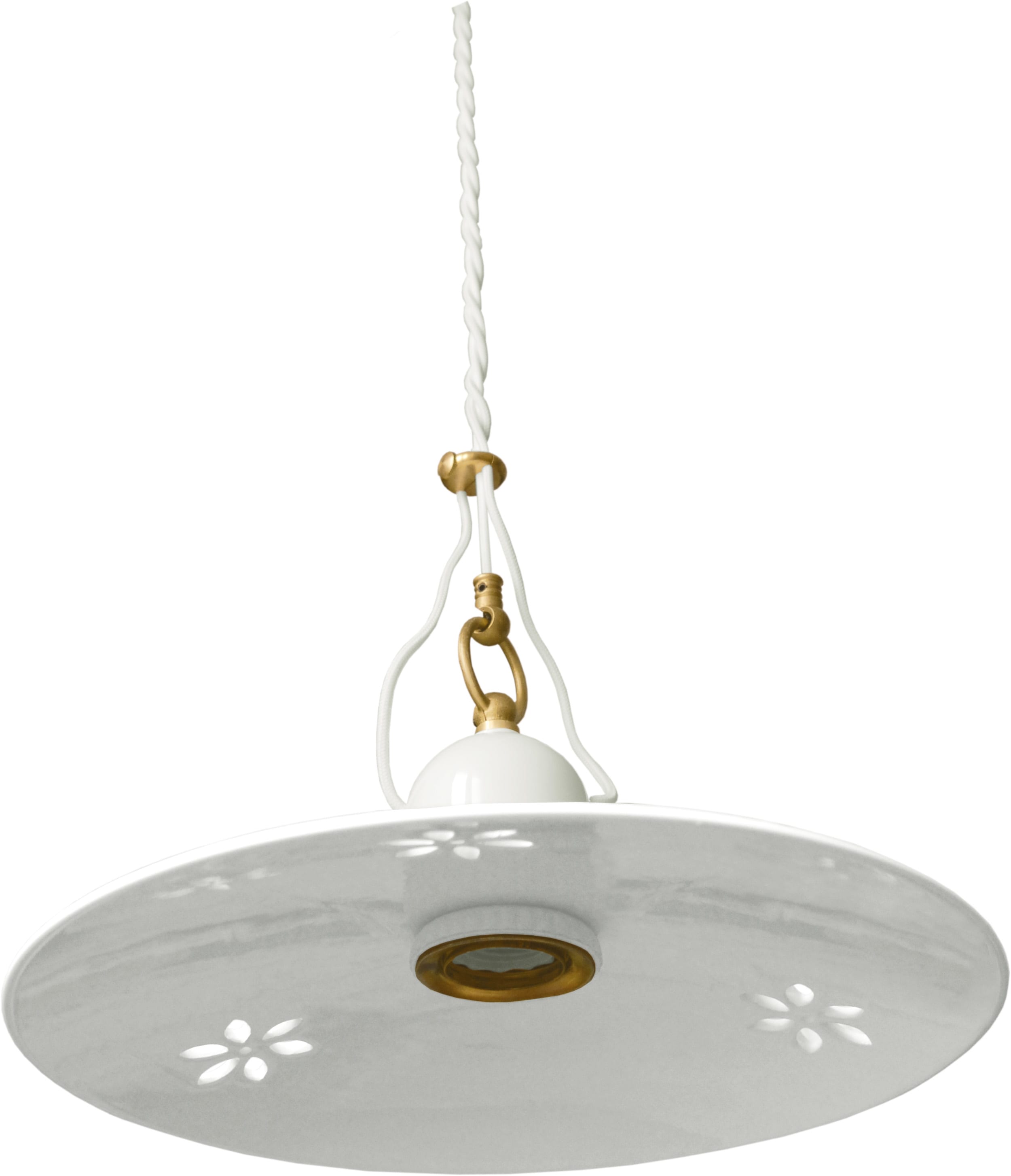 C'ERA UNA VOLTA - Lampada E27 con paralume piano in tessuto floreale diametro 30 cm e rosoncino.