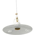 C'ERA UNA VOLTA - Lampada E27 con paralume piano in tessuto floreale diametro 30 cm e rosoncino.