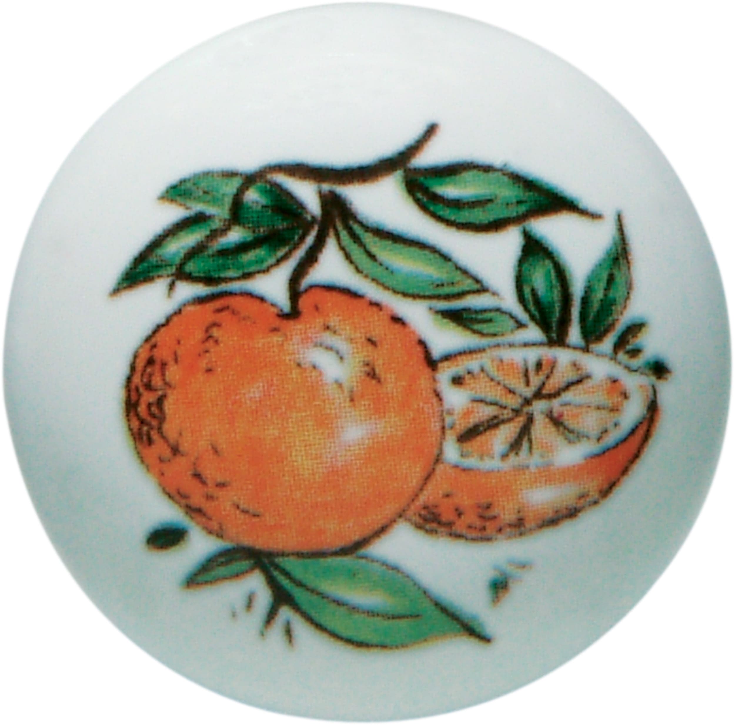 C'ERA UNA VOLTA - Pomello in porcellana diametro 3.5cm con vite arancione per mobili e armadi.