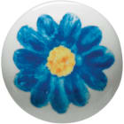 C'ERA UNA VOLTA - Pomello in porcellana diametro 3.5cm con vite a forma di fiore blu. 7902/F