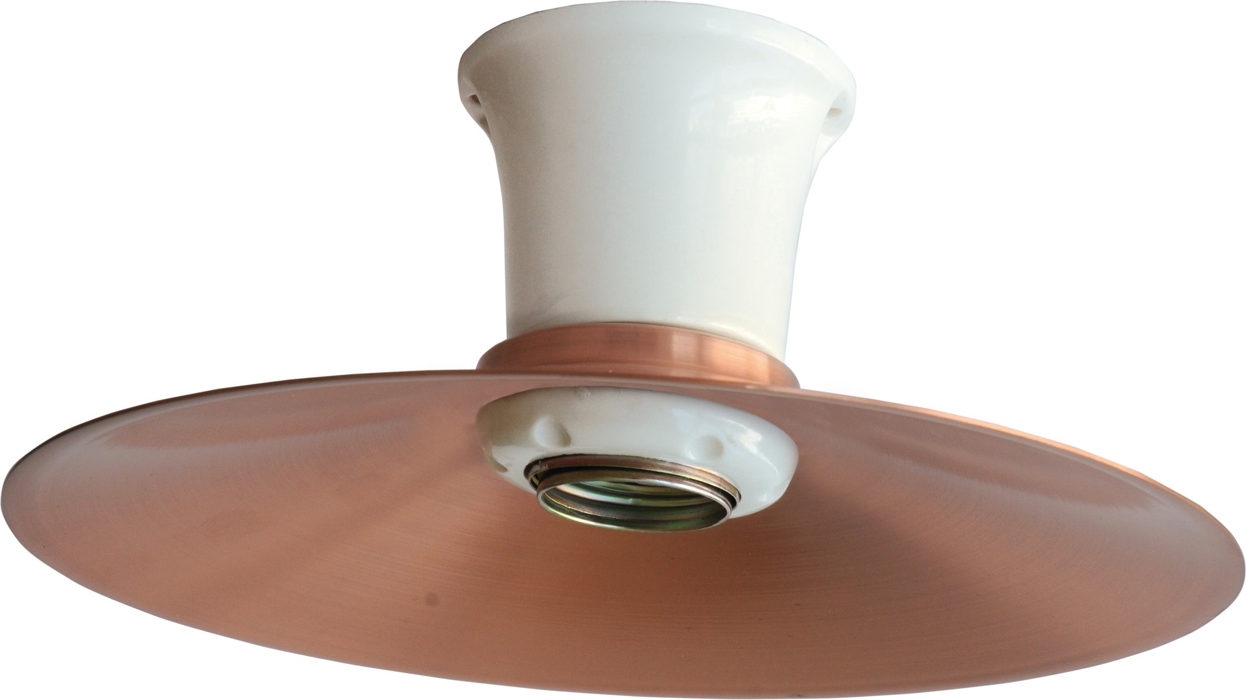 C'ERA UNA VOLTA - Spot porc.e27 con plafoniera liscia in rame satinato diametro 22.