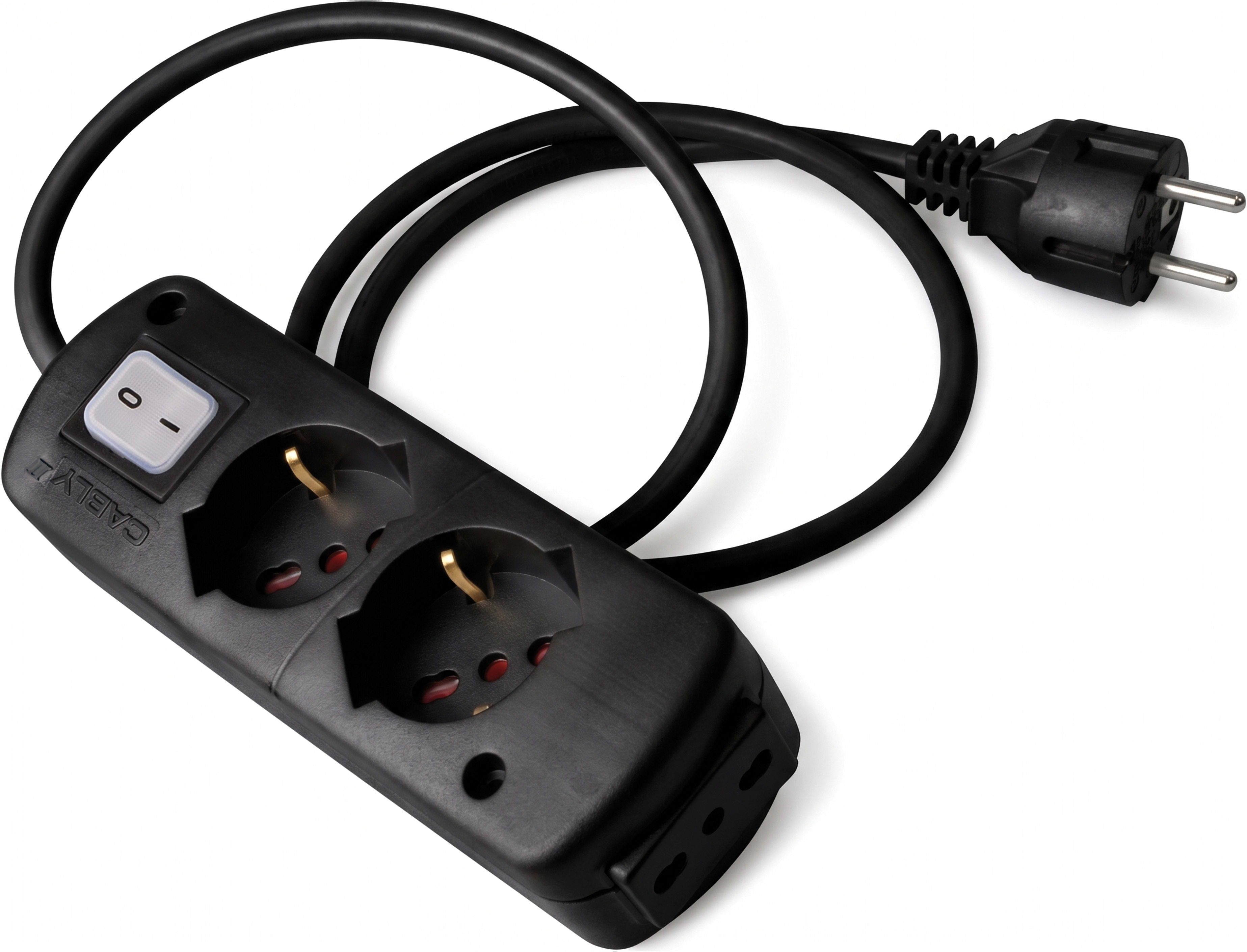 LE PROLUNGHE - Cably 2 Multipresa 3G1.5 MT1.5 SP Schuko Nero Energia Elettrica