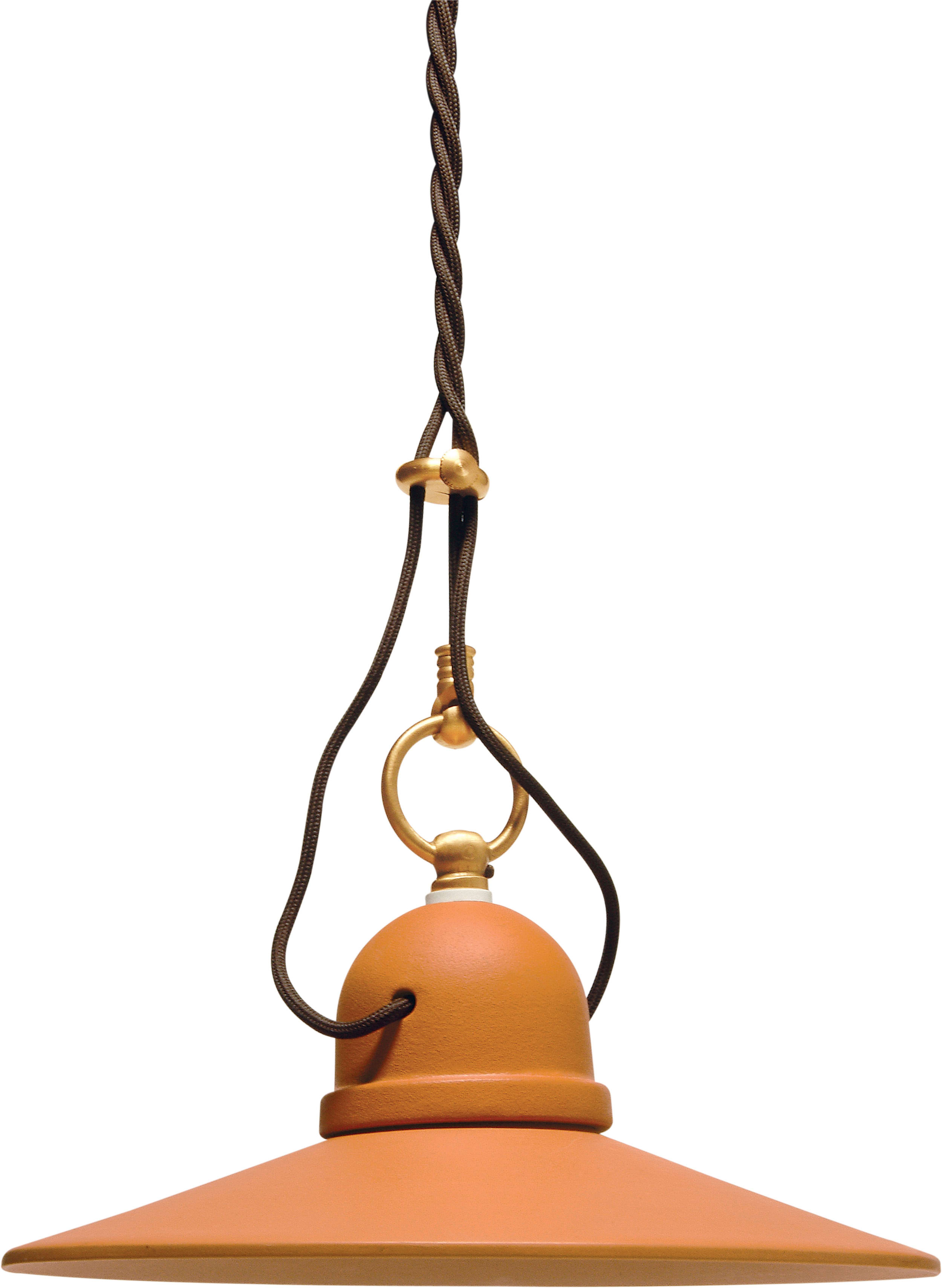 C'ERA UNA VOLTA - Lampada E27 in cotto con paralume liscio, diametro 40 cm e finitura rosa.