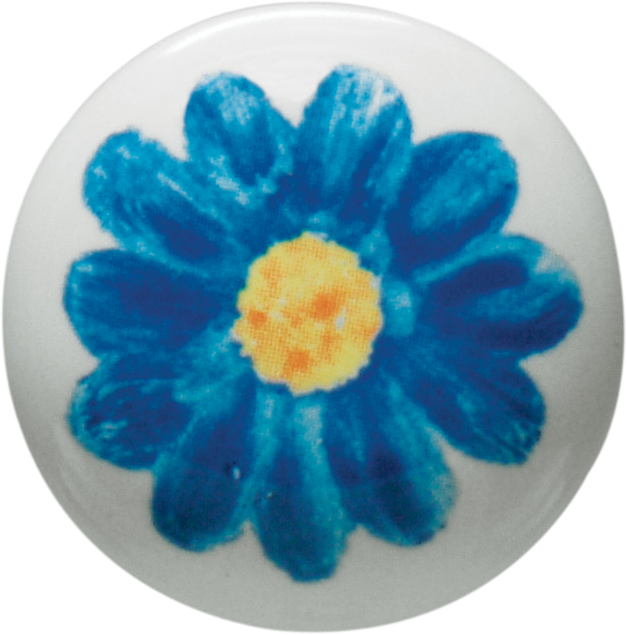 C'ERA UNA VOLTA - Pomello in porcellana diametro 3.5cm con vite a forma di fiore blu.