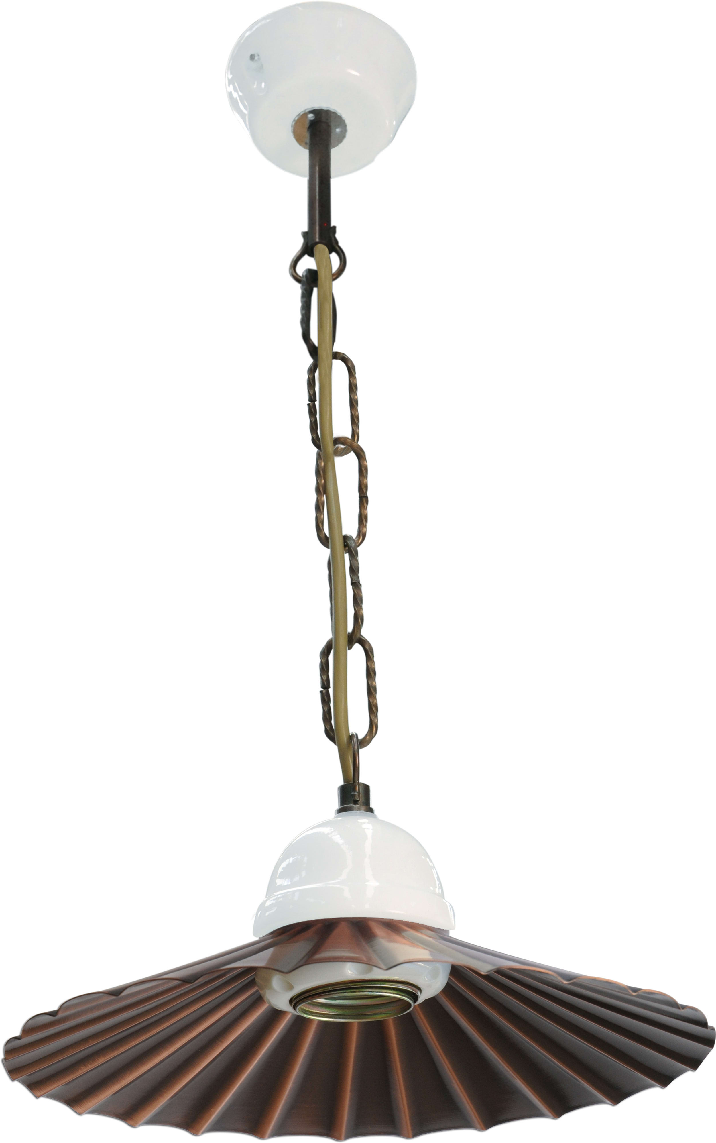 C'ERA UNA VOLTA - Lampada in rame anticato con base pieghevole, diametro 22 cm.