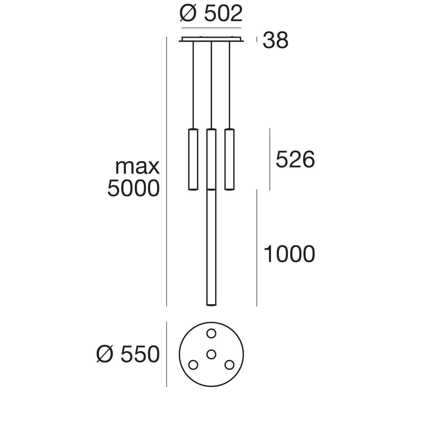 LINEA LIGHT - TU-V SOSP 3XL500+1XL1000 DALI 93W 8841
