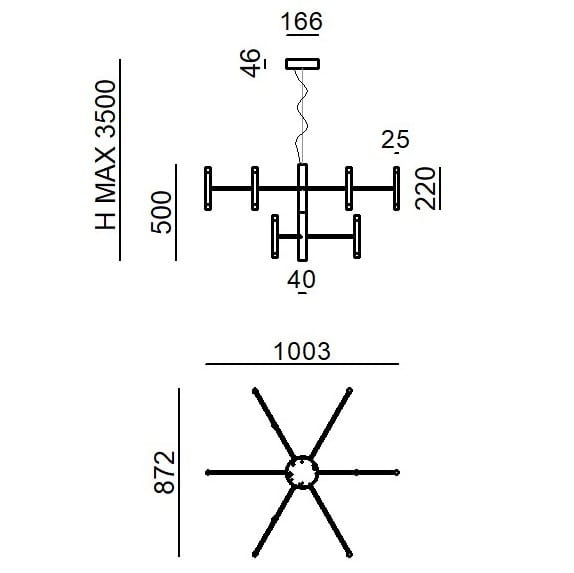 LINEA LIGHT - PERLA SOSP 9BR 43W TEXT BLACK