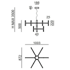 LINEA LIGHT - PERLA SOSP 9BR 43W NICKEL SPAZ/B.CO