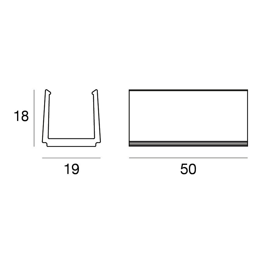 LINEA LIGHT - PROFILO 18X19 ASA B.CO RAL9003 50MM